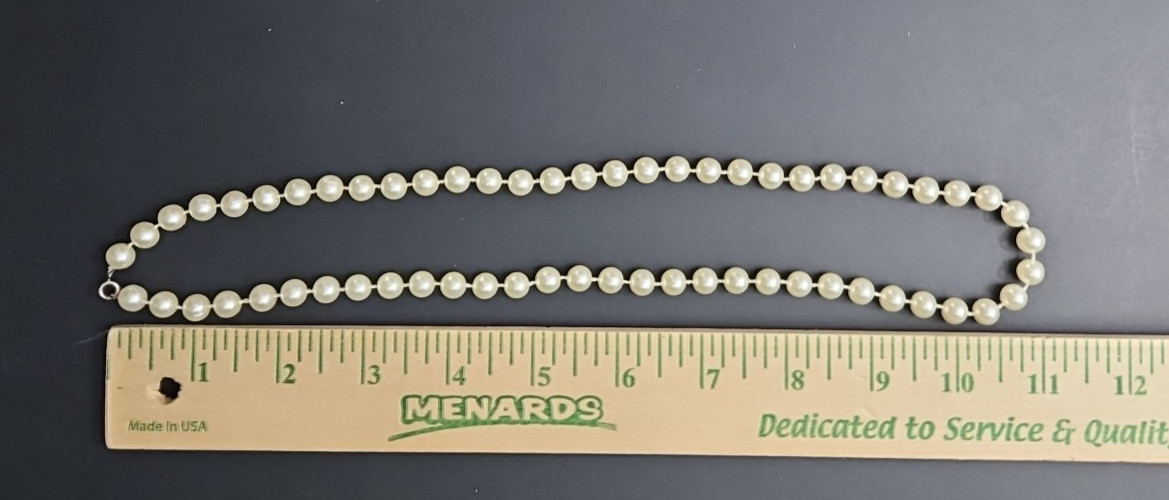 Vintage Faux Pearl Necklace 22 inches Knotted Between Beads