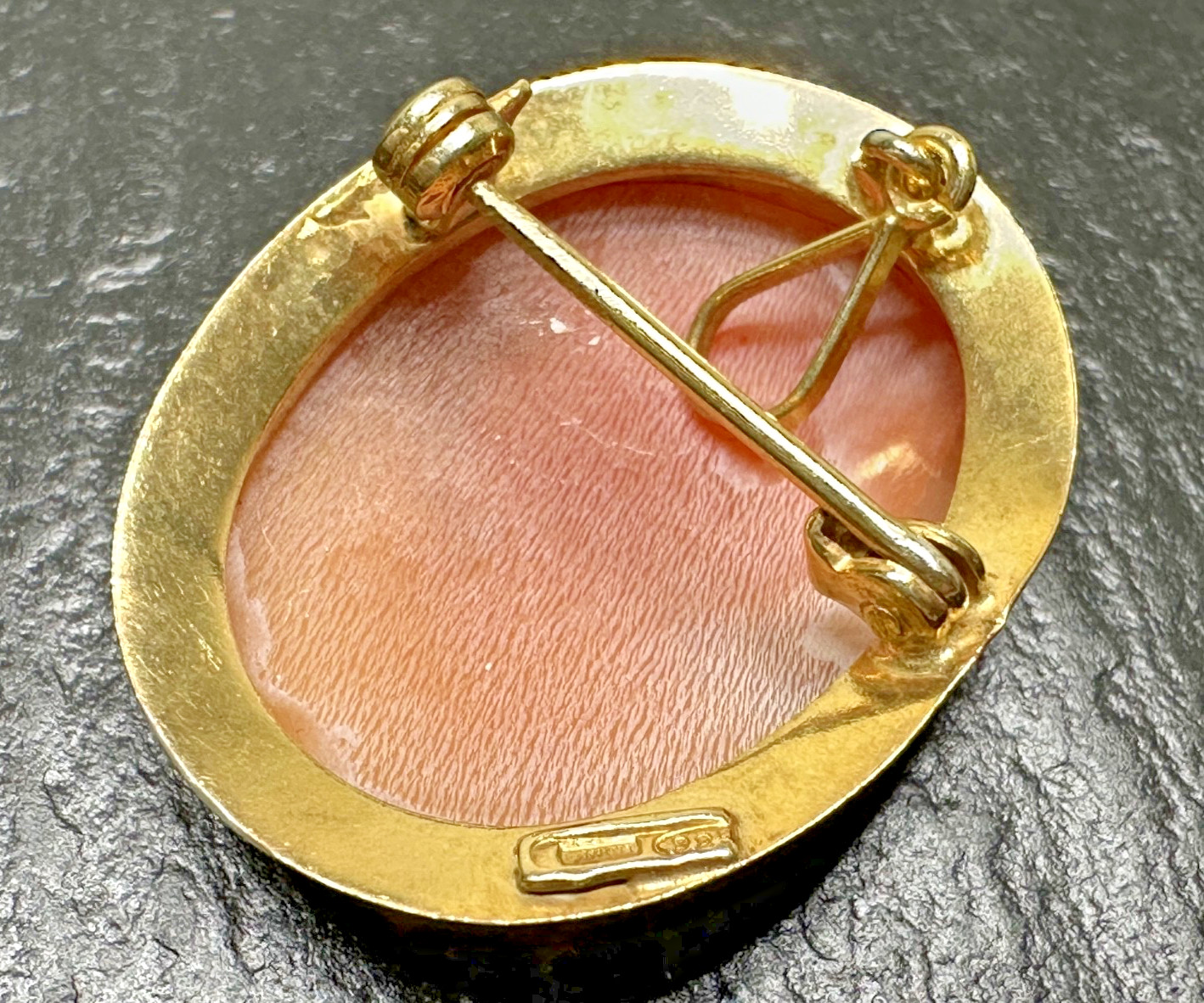 VINTAGE GOLD PLATED STERLING CAMEO CONVERTIBLE BROOCH PENDANT N751