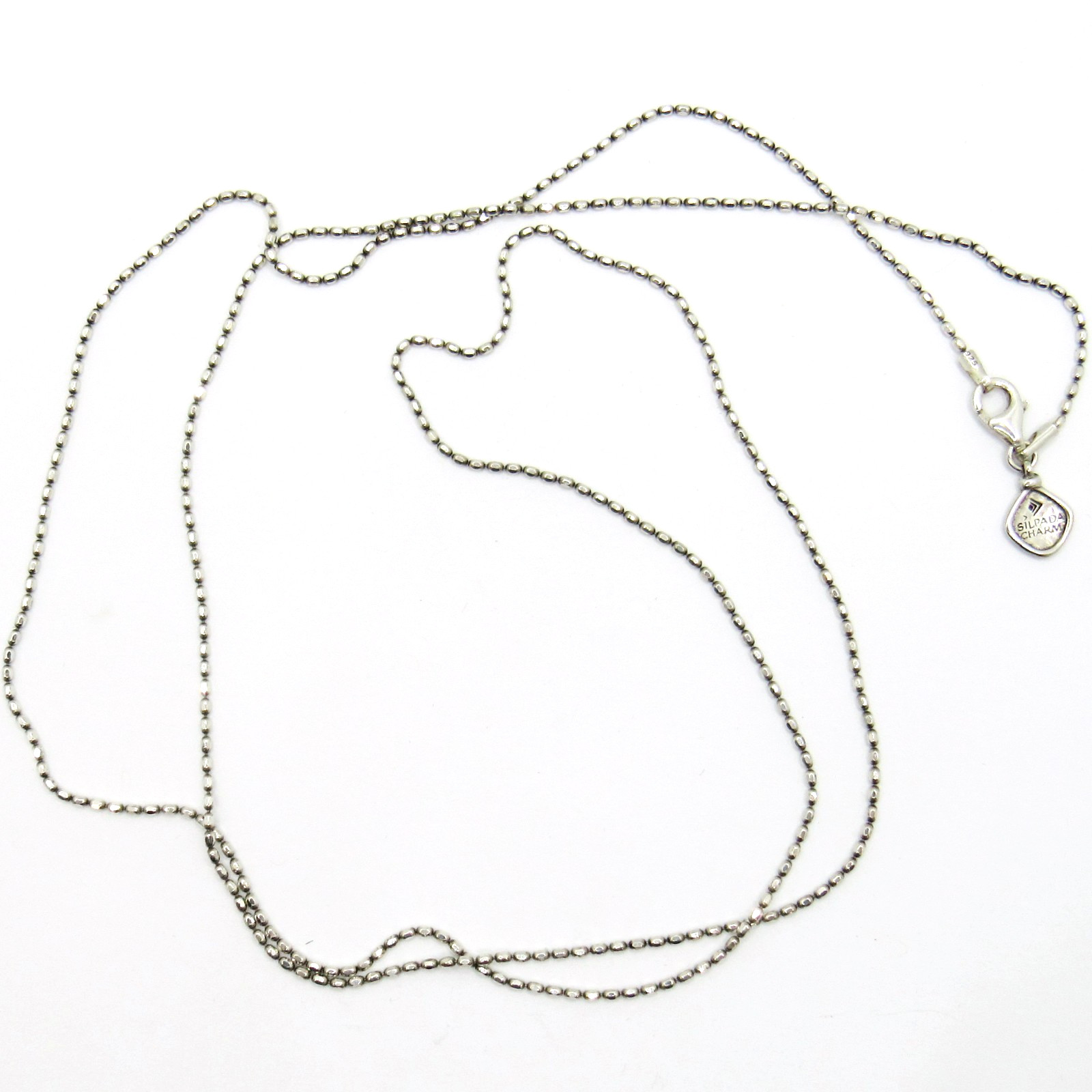 VINTAGE STERLING SILVER 925 SILPADA CHARM BEADED STATION 32″ 1.5 MM NECKLACE