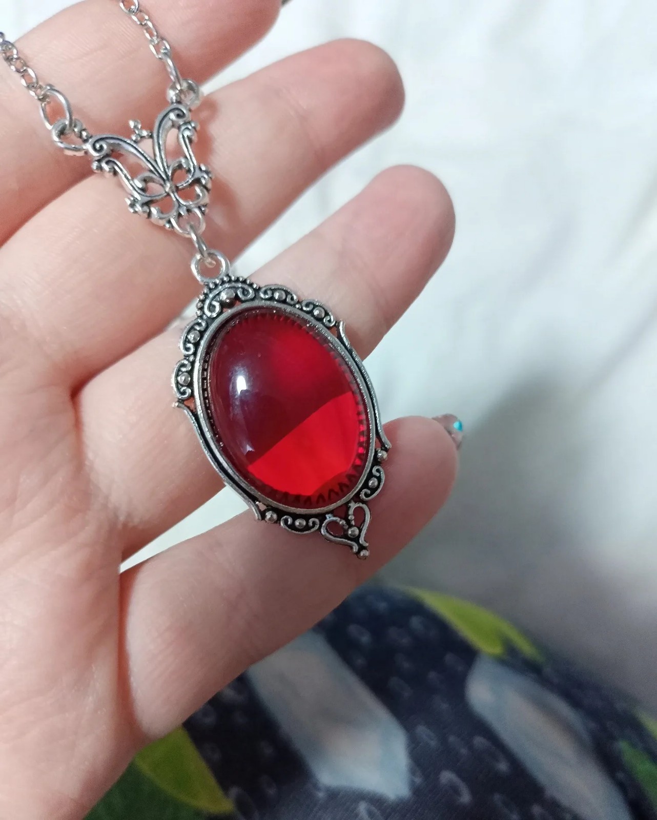Gothic Vampire Necklace Vintage Crystal Cameo Pendant Punk Style Jewelry