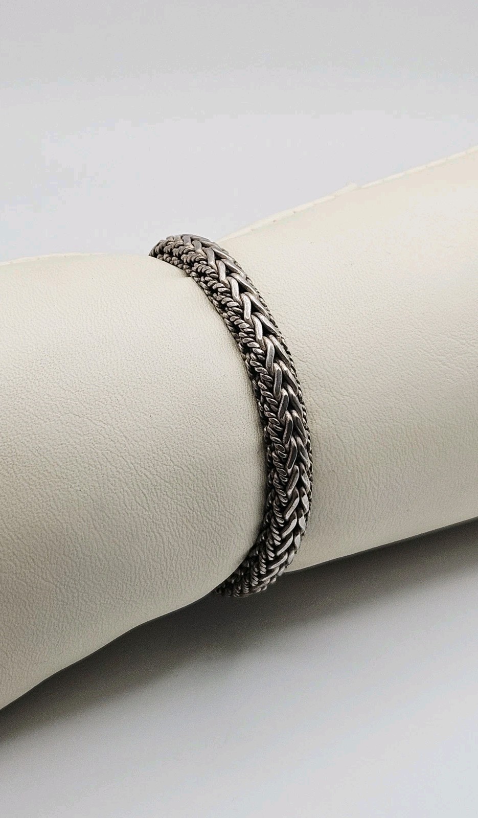 Sterling Silver Vintage Woven Wheat 6mm Chain Bracelet 6.5″
