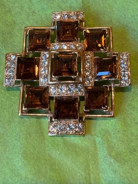 Bogoff “Tawny Topaz” Swarovski Emerald Cut Gold Plate Parure