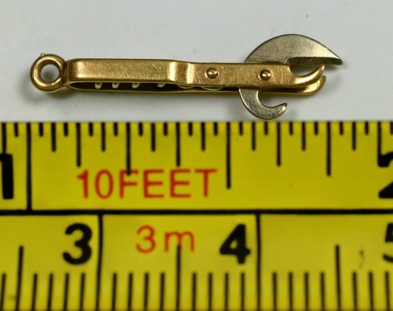 Vintage 14K Gold Can Opener Cork Screw Charm Movable Art Deco 1930s-1950s