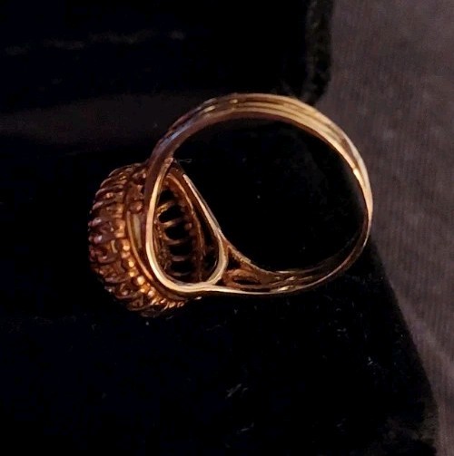 10K Yellow Cat’s Eye Cocktail Ring-Yellow Gold-Synthetic, Vintage MCM