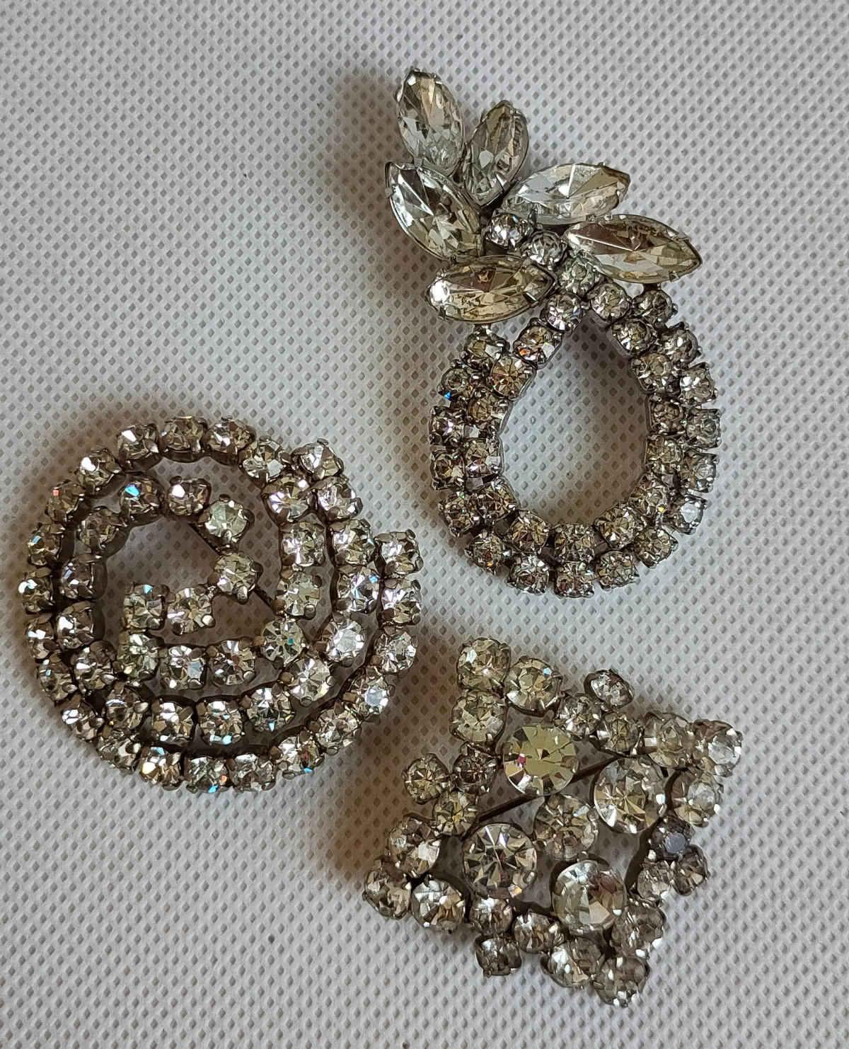 Vintage set of Soviet Czechoslovakian brooches with stones, 3 pcs. USSR.