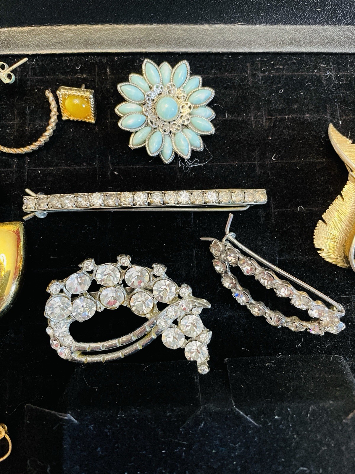 Jewelry Lot Ronte Diamond Dust Necklace Rhinestone Brooch Earrings 17 Pcs Vntg