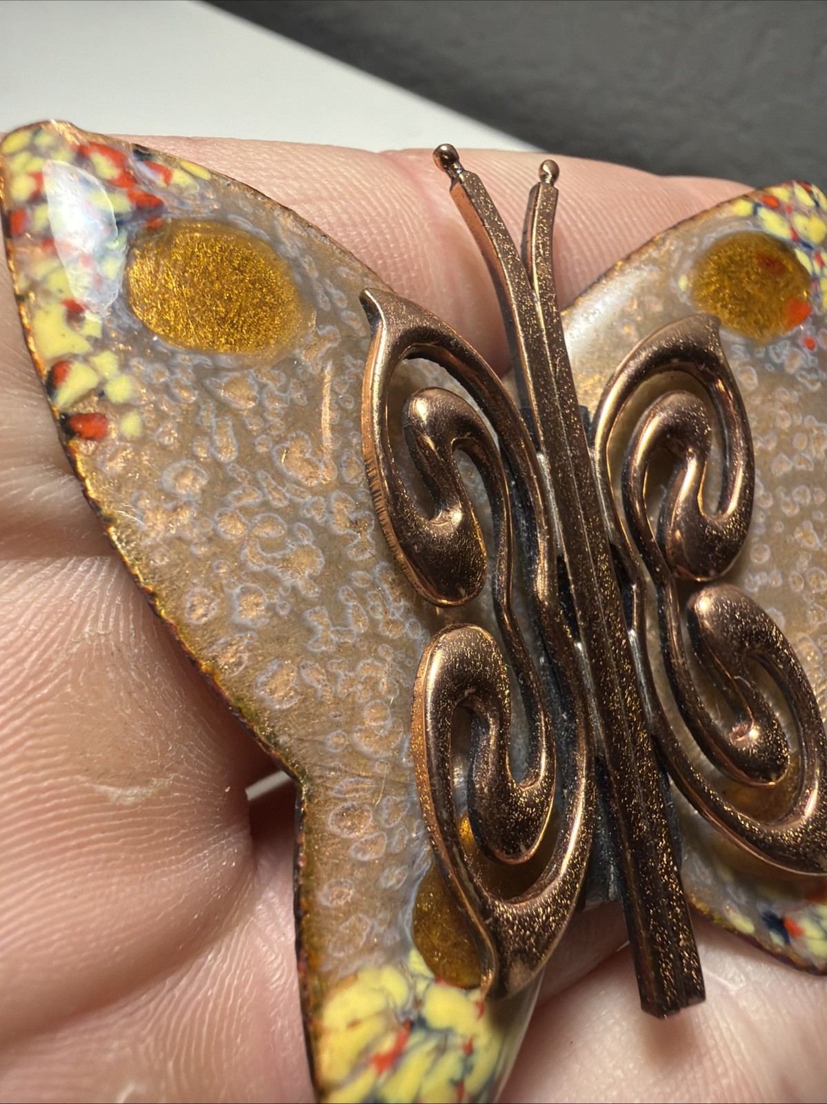 Vintage RARE Collectors 1950s-60s MATISSE Copper with Enamel Butterfly Brooch