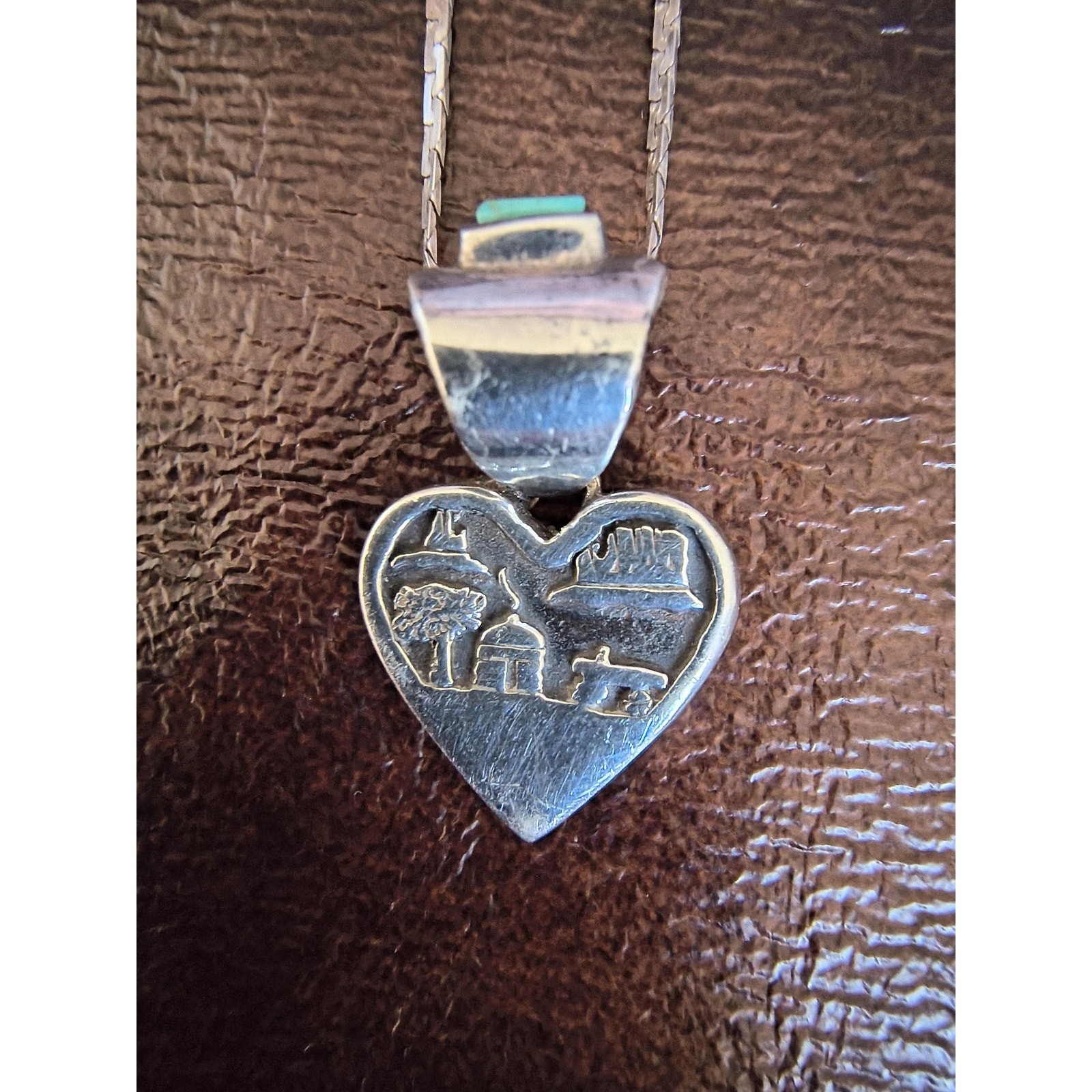 Sterling Silver Heart Storyteller Inlay Pendant Necklace & Chain Milor Italy