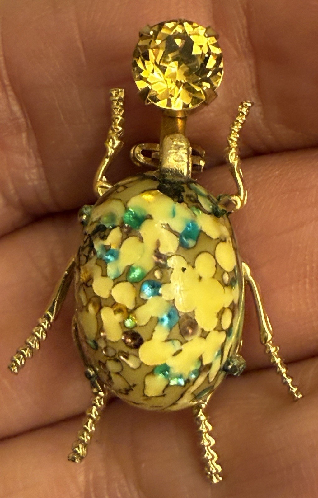 Vintage/Antique Goldtone Rhinestone Bug/Insect Brooch 1.5”