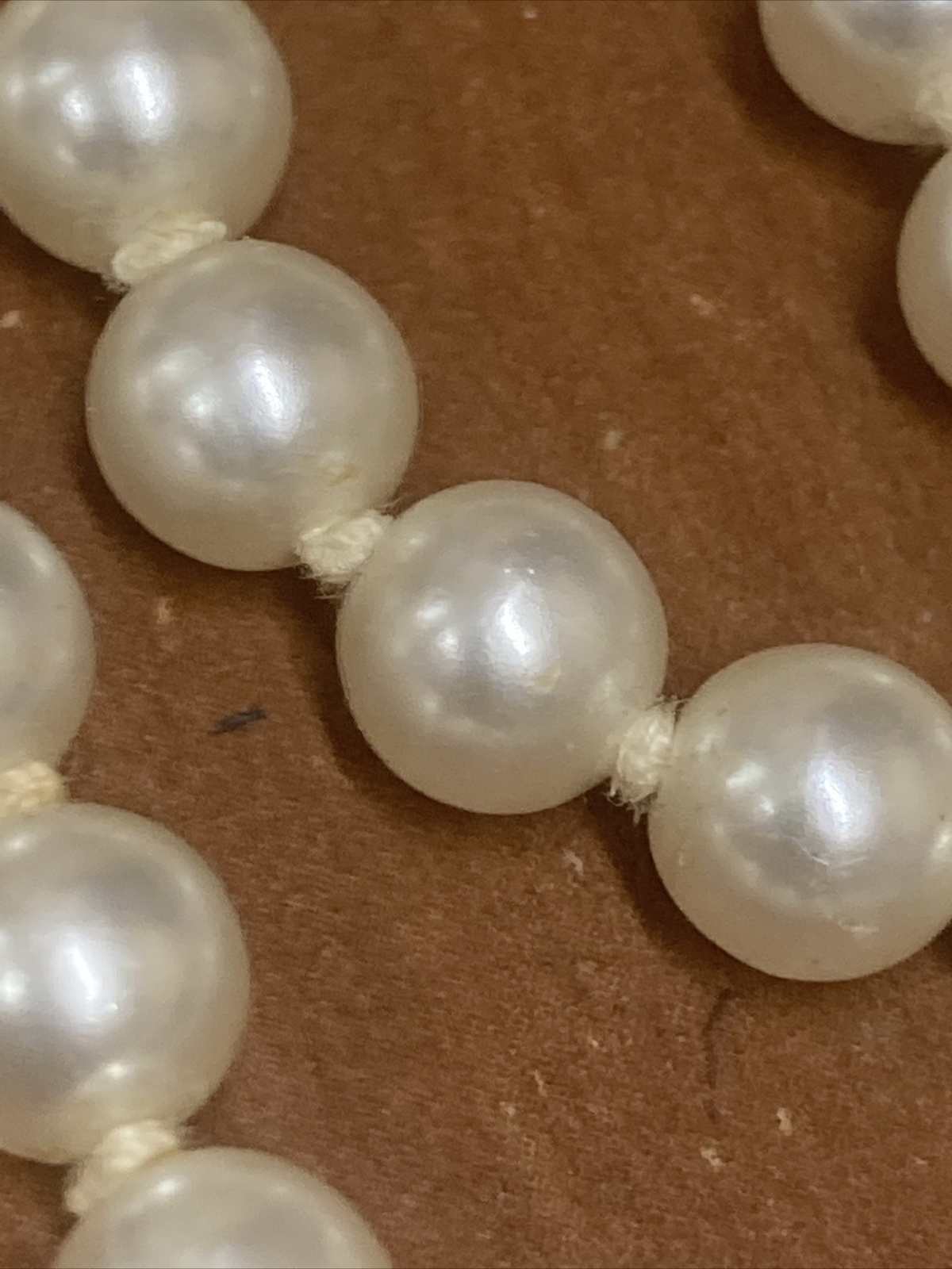 Knotted Faux Pearl 50″ Rope Necklace 6.7 mm 1930-50? See Clasp Vtg Antq? Jewelry