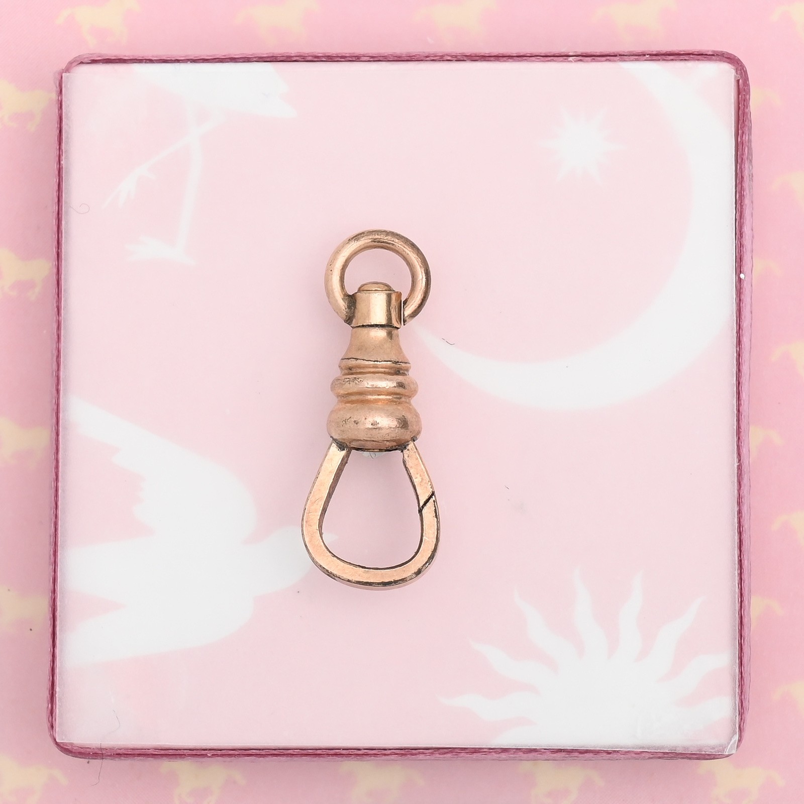 Antique Victorian Rose Gold Filled Dog Clip Lobster Clasp 4 Charm Pendant