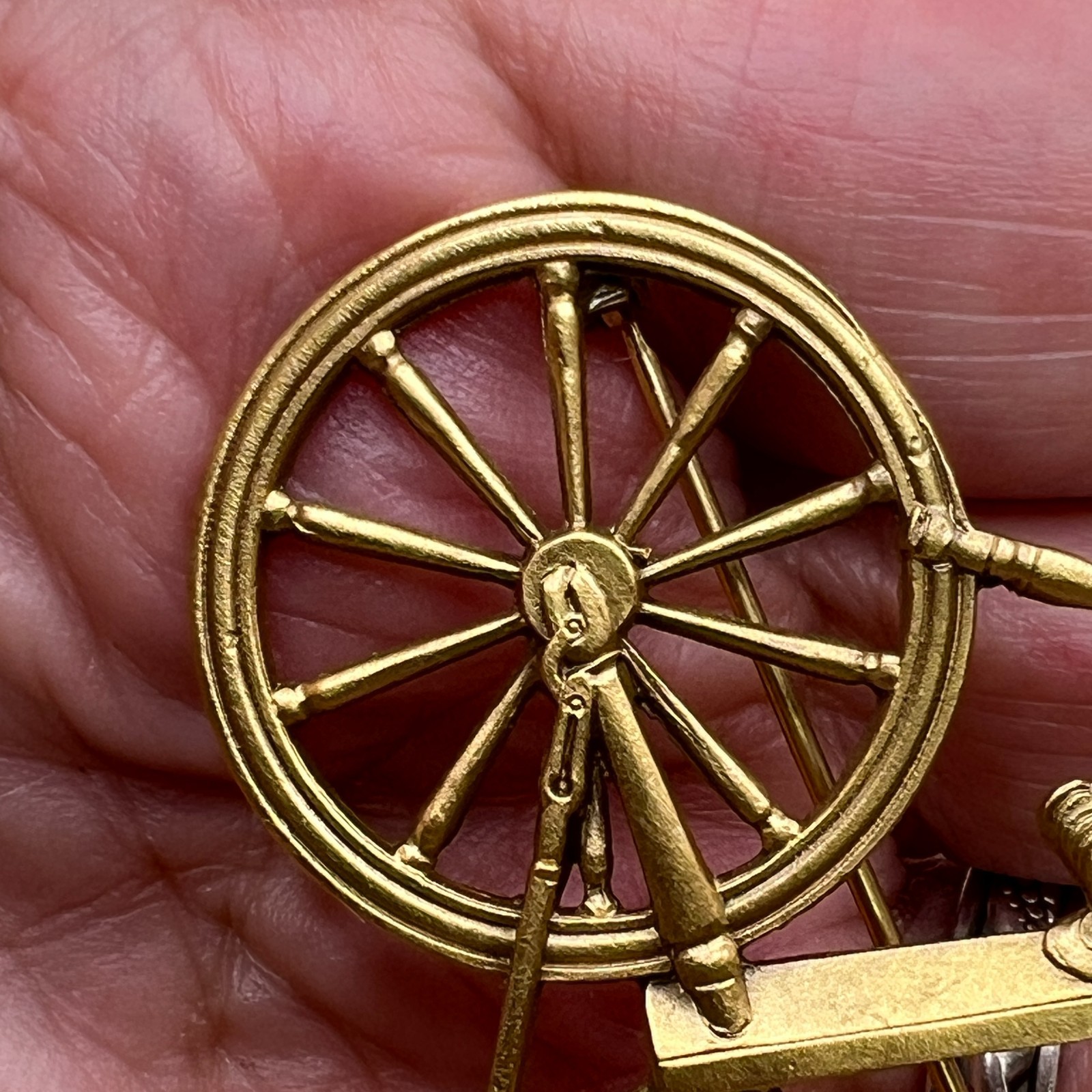 Historic Museum Deerfield Massachusetts Spinning Wheel Brooch Pin Wool Making