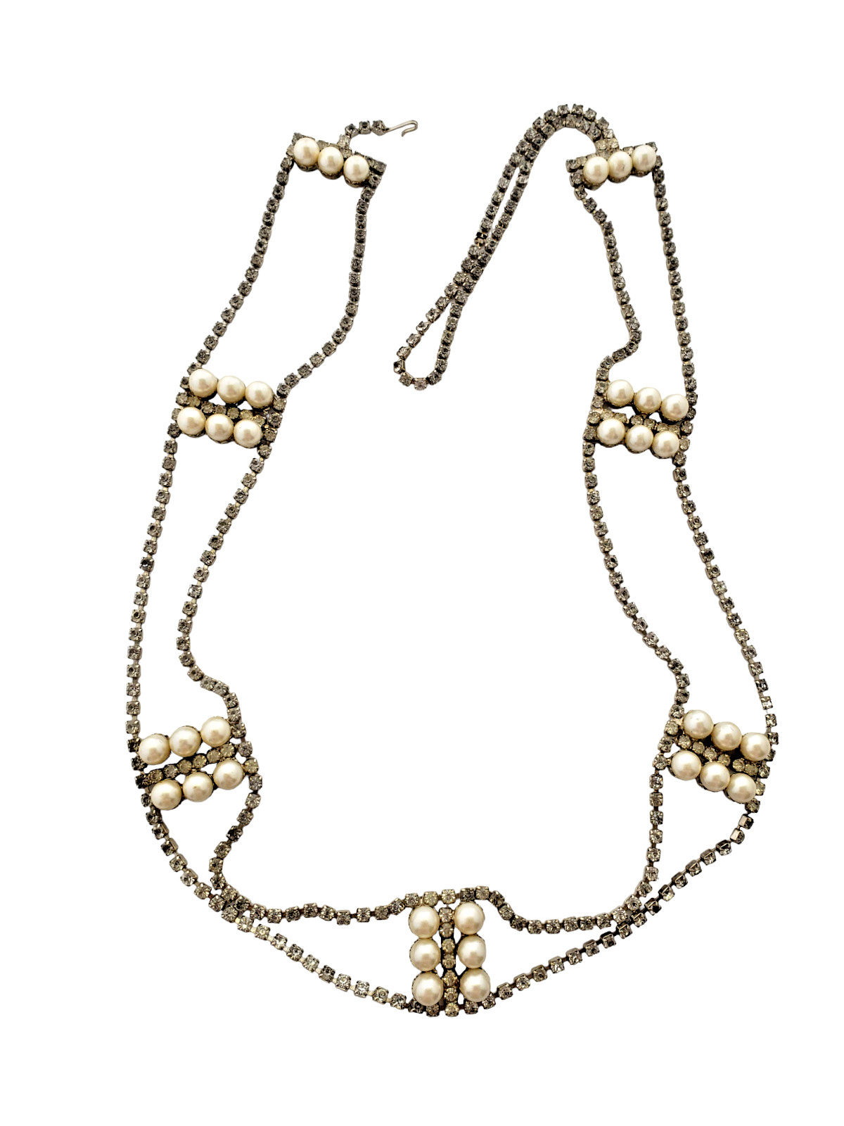 Juliana DeLizza & Elster Vintage Rhinestone Chain and Pearl Belt