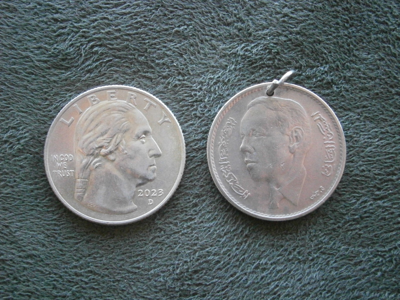 Hassan II Morocco 1 Dirham 1965-1384 Coin Bracelet Charm Pendant 6.0g