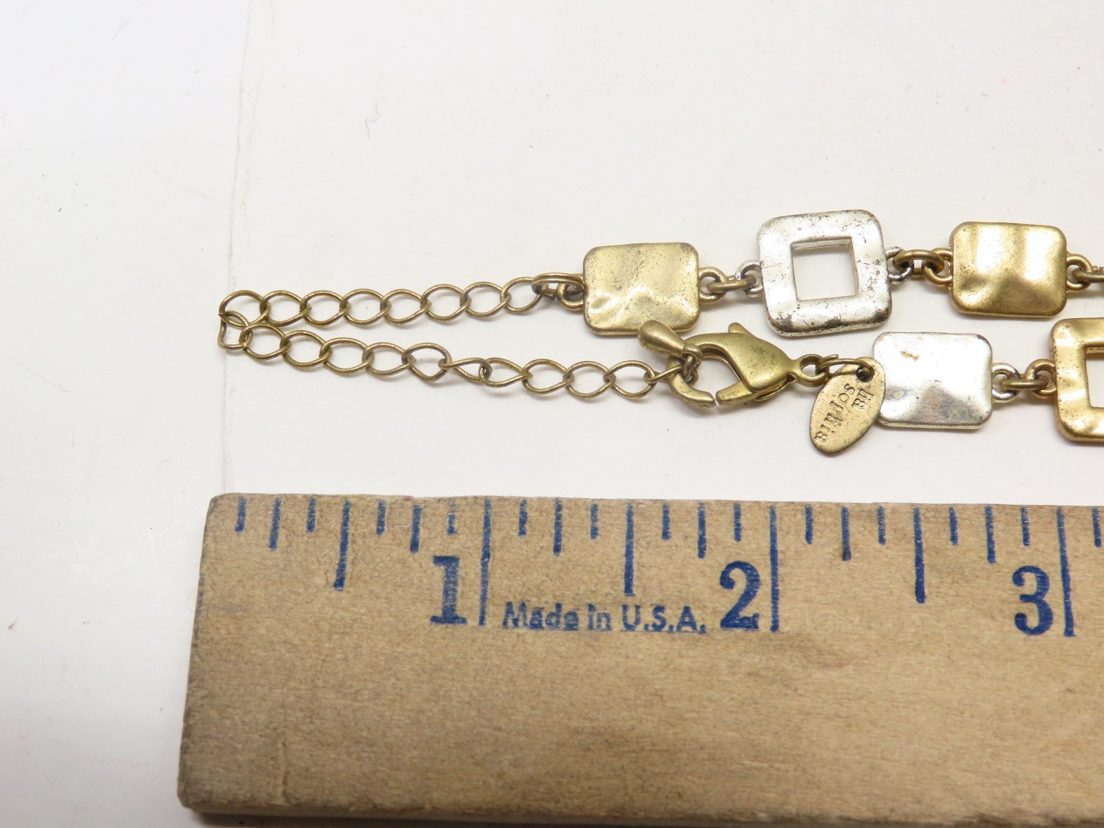 Lia Sophia Necklace Rhyme & Reason Silver Gold Tone Hammered Textured D5918