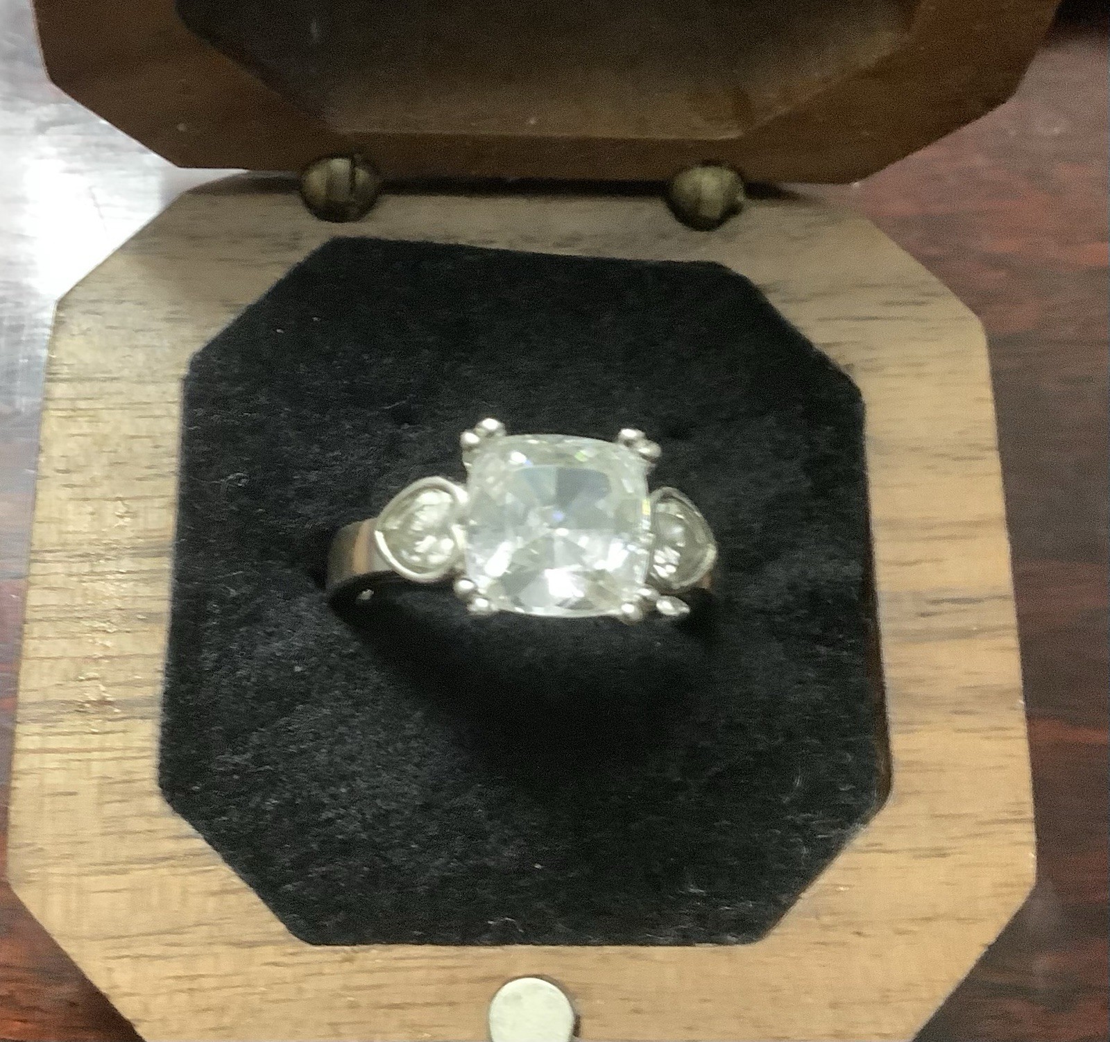 Vintage Cushion Cut Asscher Heart Shape CZ Ring 925 Sterling Silver Size 6.5