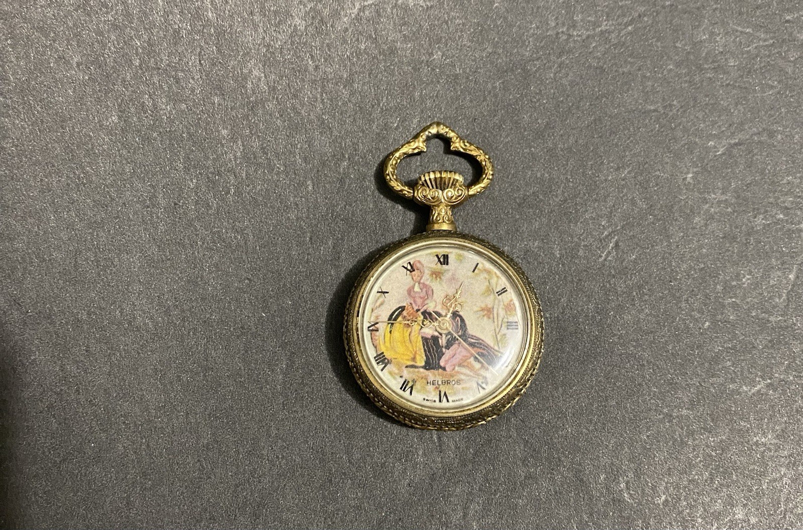 Vintage Helbros Pendant Pocket Watch 17J Elgin Swiss Movement Working 12k GF