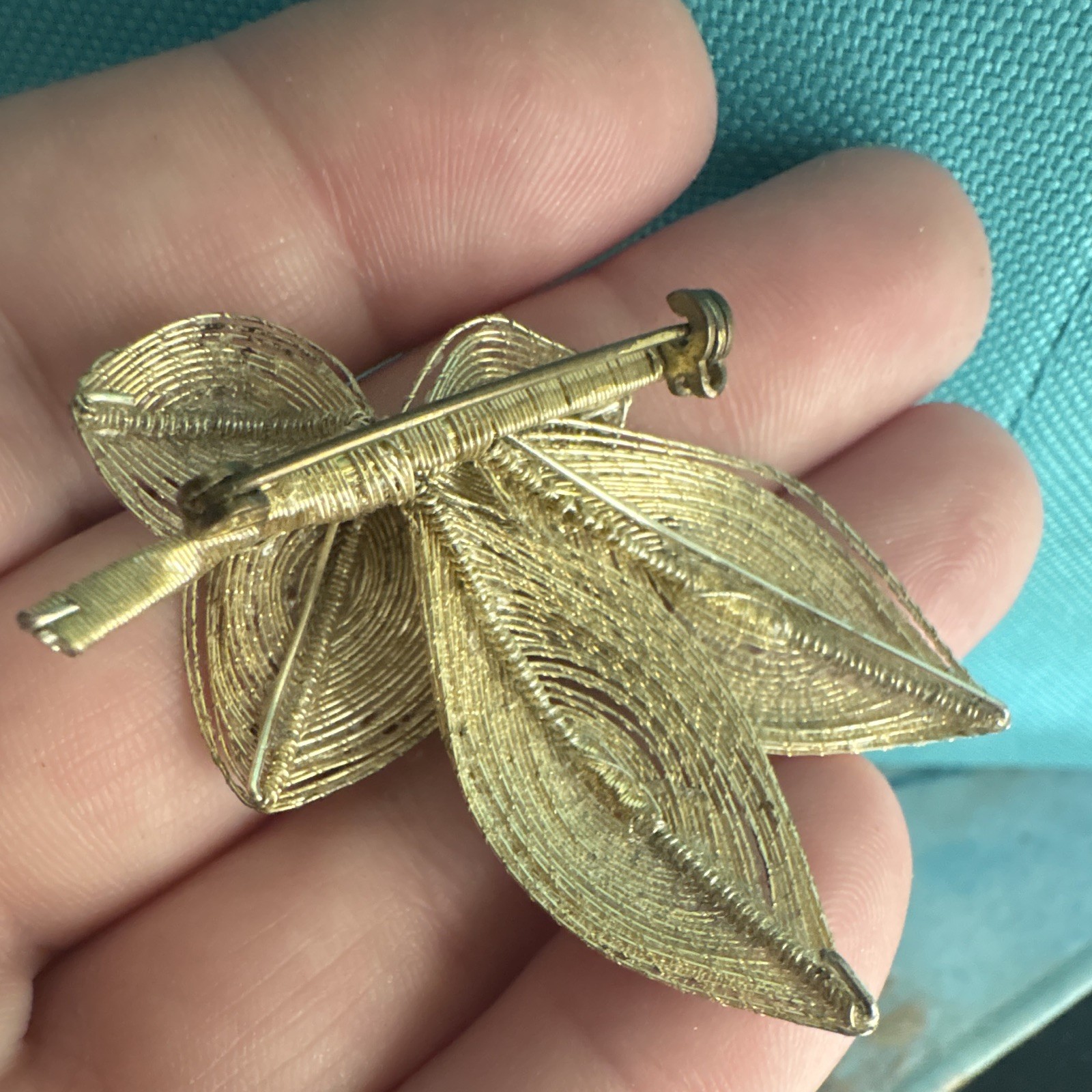 Vintage Gold Tone Leaf Brooch Pin Signed Germany Nature Flowers & Plants