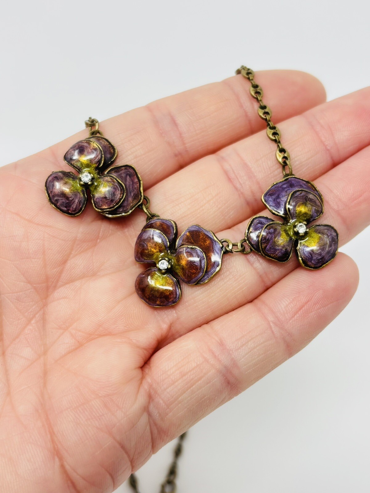 Sweet Romance Pansy Flower Necklace Choker Victorian Revival Vintage Style