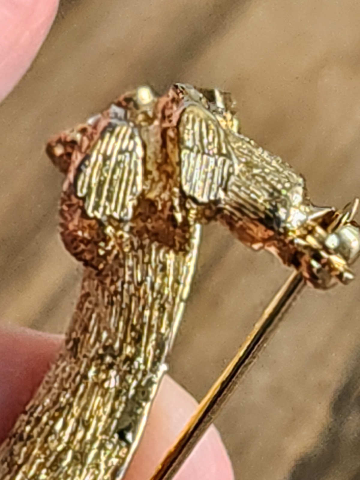 Vtg Rare CINER Dachshund Pin, Gold Plate (?See description below) W/ Rhinestones