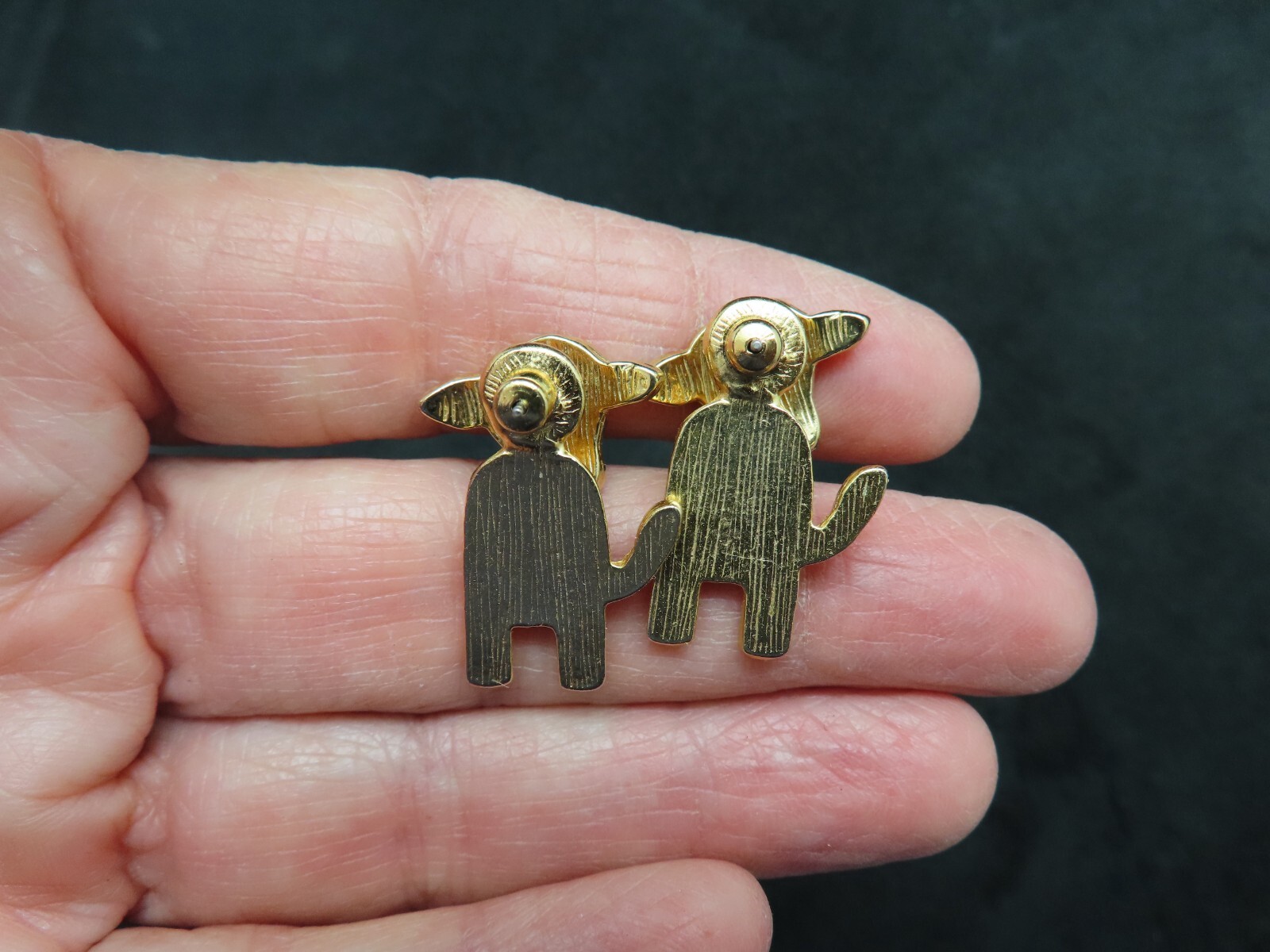 Vintage Charming TWO PART Cow Figural Pierced Earrings