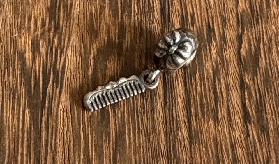 RETIRED Pandora Comb Charm Sterling Silver 925 ALE Lovely Dangle Drop 22mmL