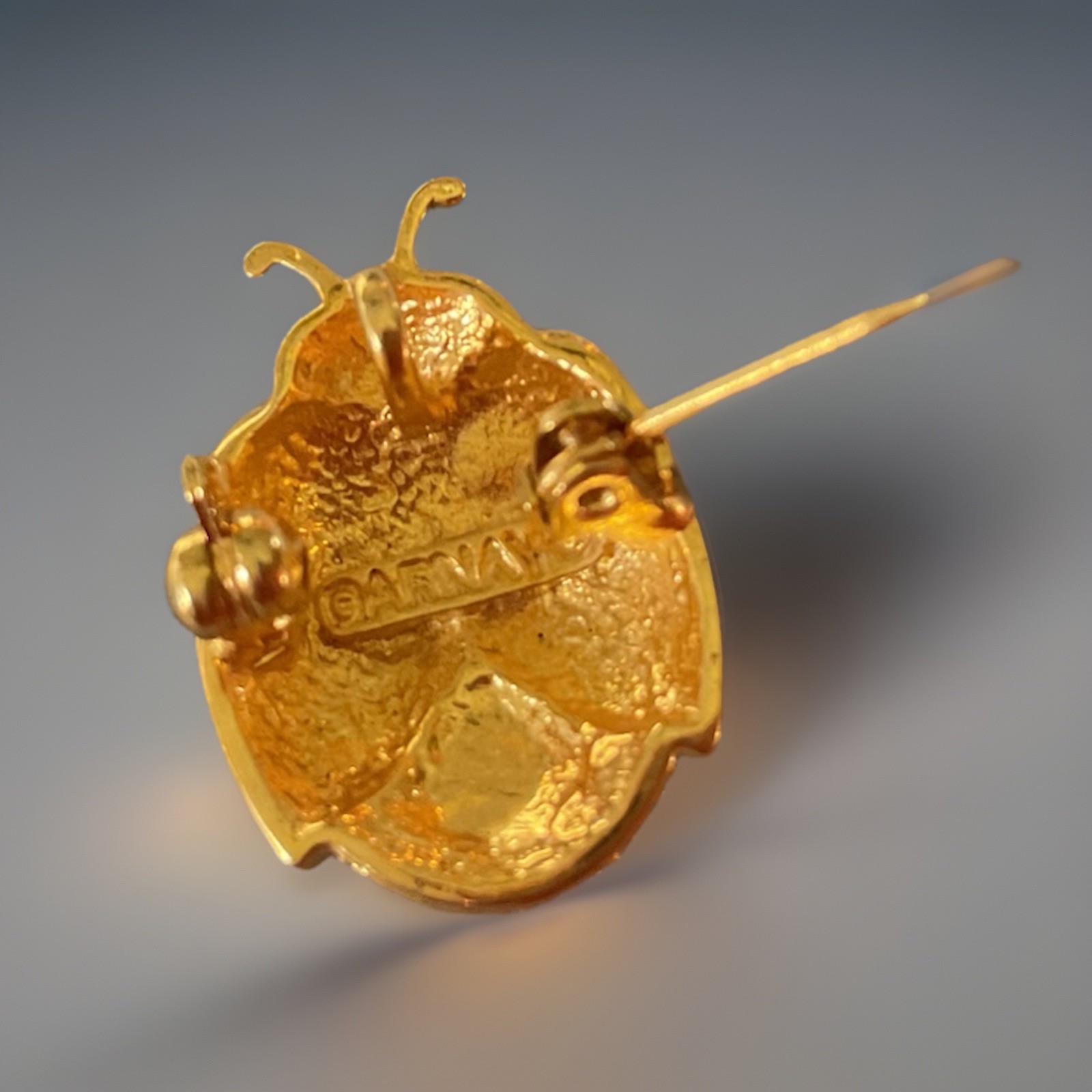 HTF Retired Gold Plated DAR Ladybug Pendant Pin By GARNAY