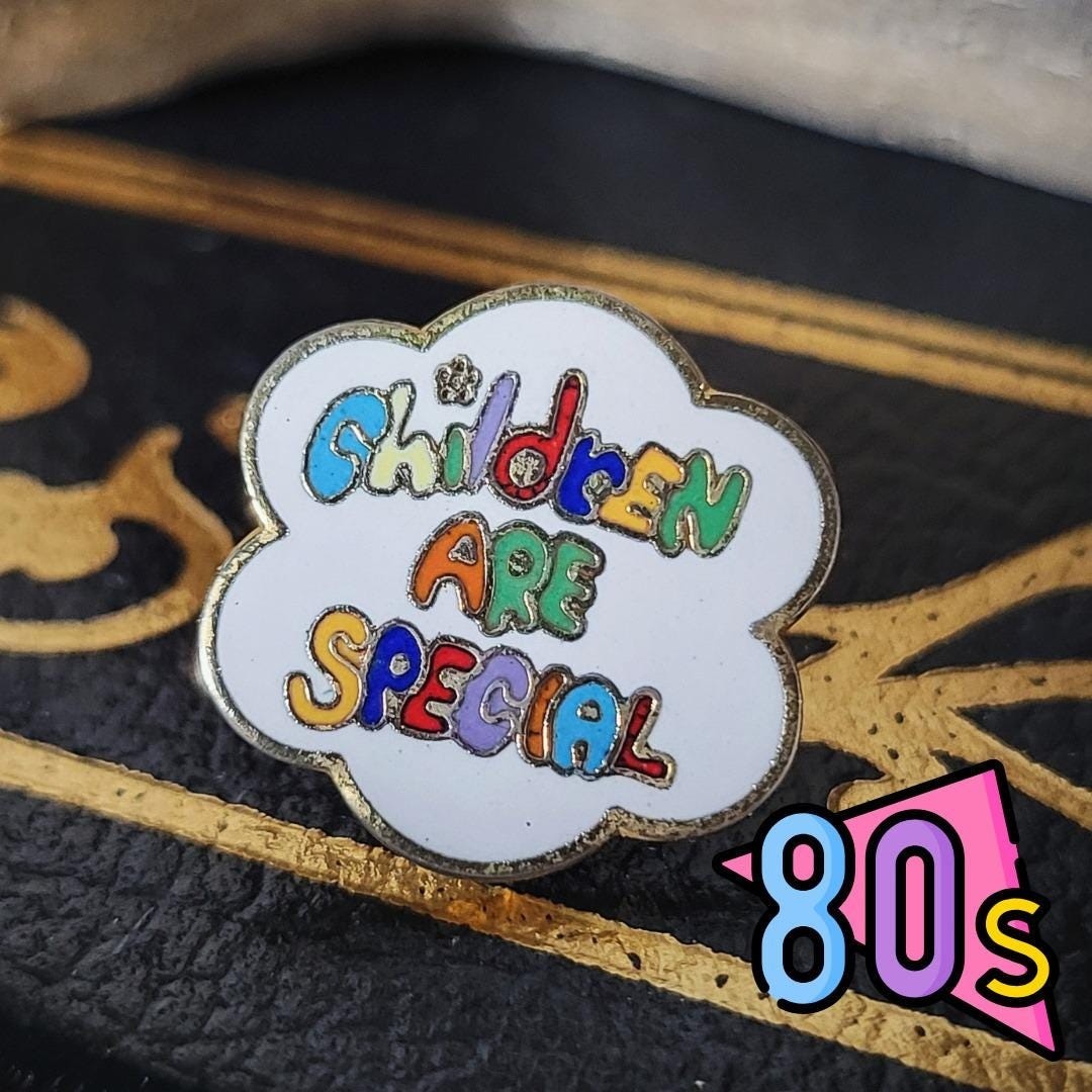 Children Are Special Enamel Pin Vintage 80s Retro Rainbow Cloud Lapel Hat Badge
