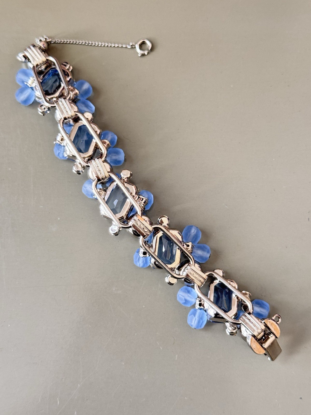 Vintage Verified JULIANA Bracelets, Brooch & Earring Set, Blue Octagon & Beads
