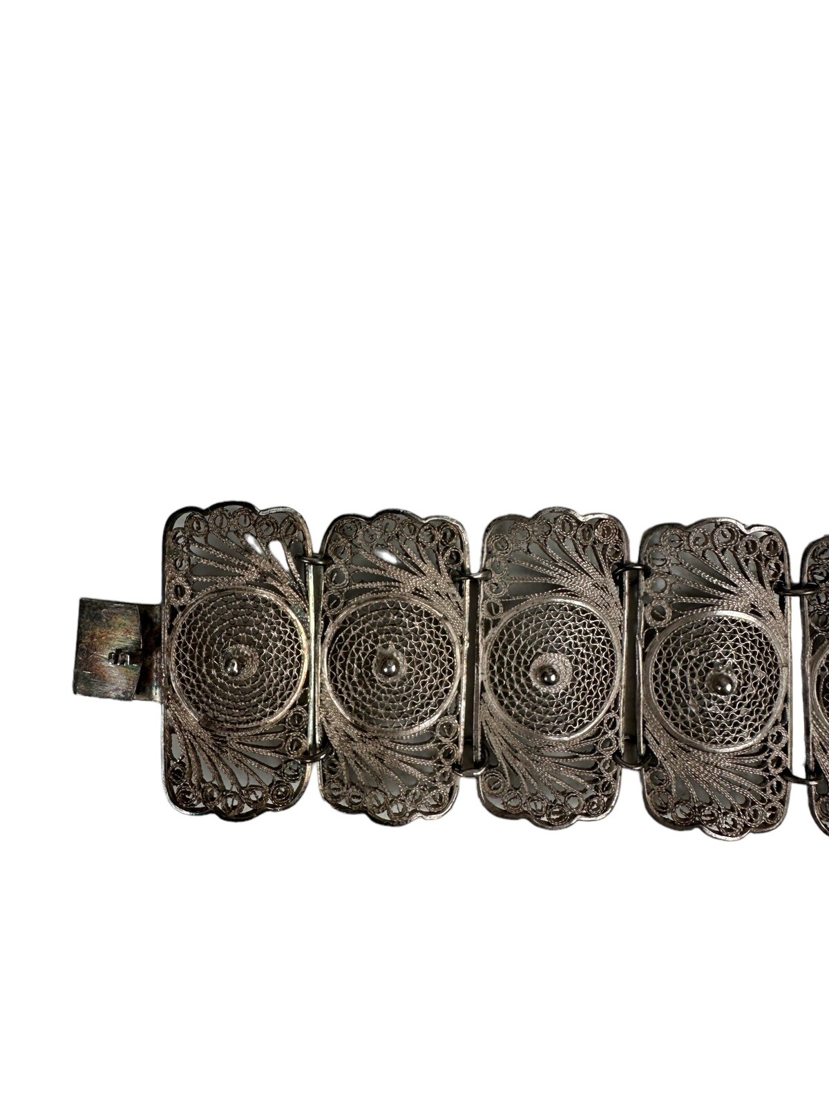 Vintage 925 Silver Cannetille Wide Bracelet