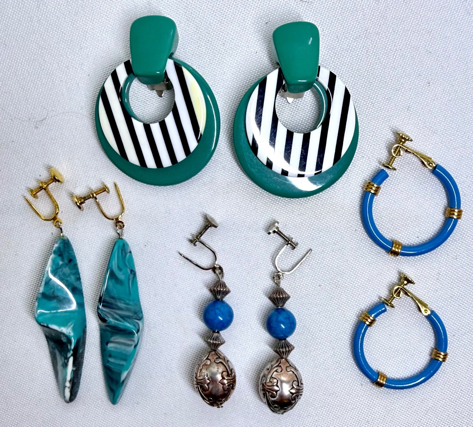 Lot of 4 Vintage 60’s-80’s Screw-Back & Clip-On Earrings with Napier Hoops