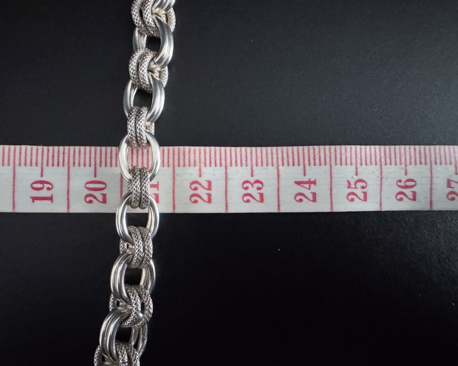 8mm 57g Heavy Double Fancy Textured Oval Rolo Link Vtg Sterling Silver Necklace