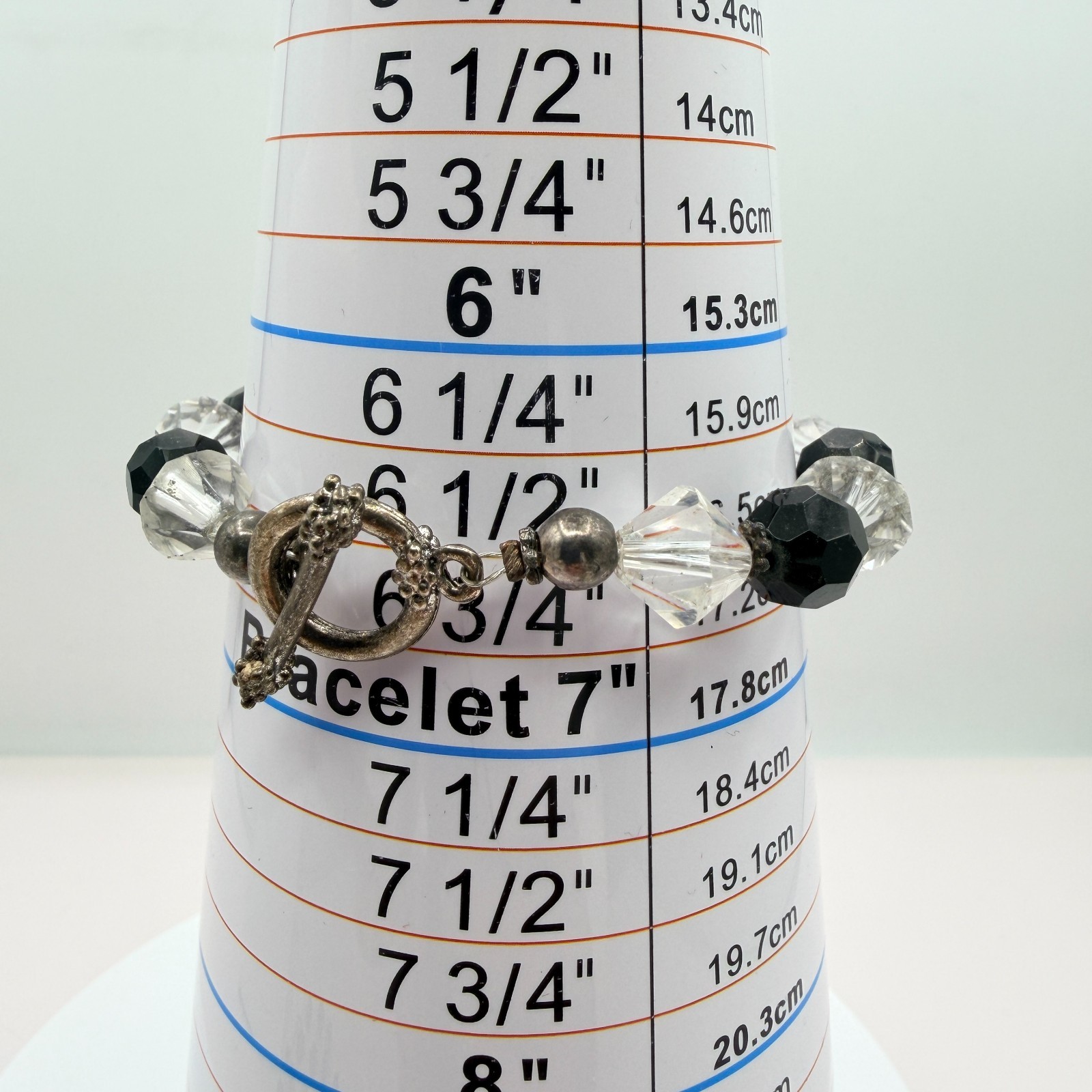 Vintage Black Clear Crystal Bead Necklace Bracelet Dangle Earrings Matching Set