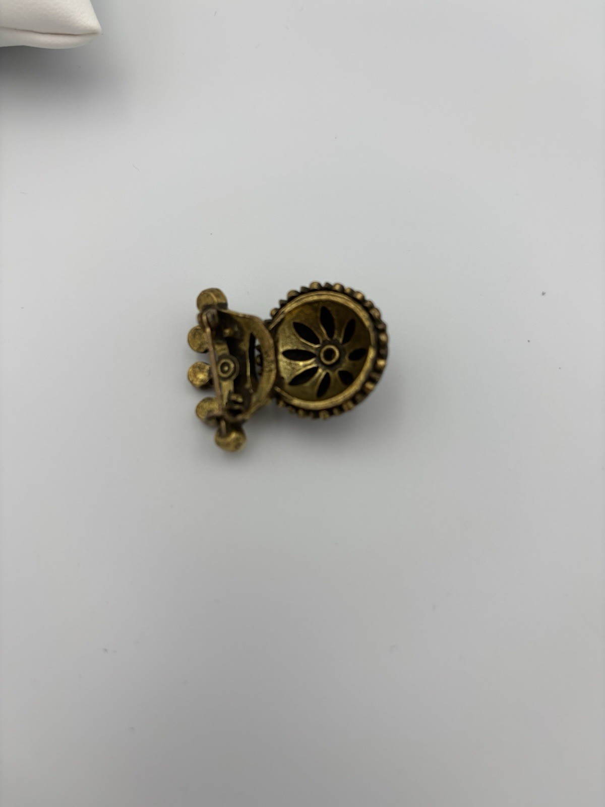 Vintage Crown Brooch with Pearl, Enamel & Gold Blue Red White Signed “Coro”