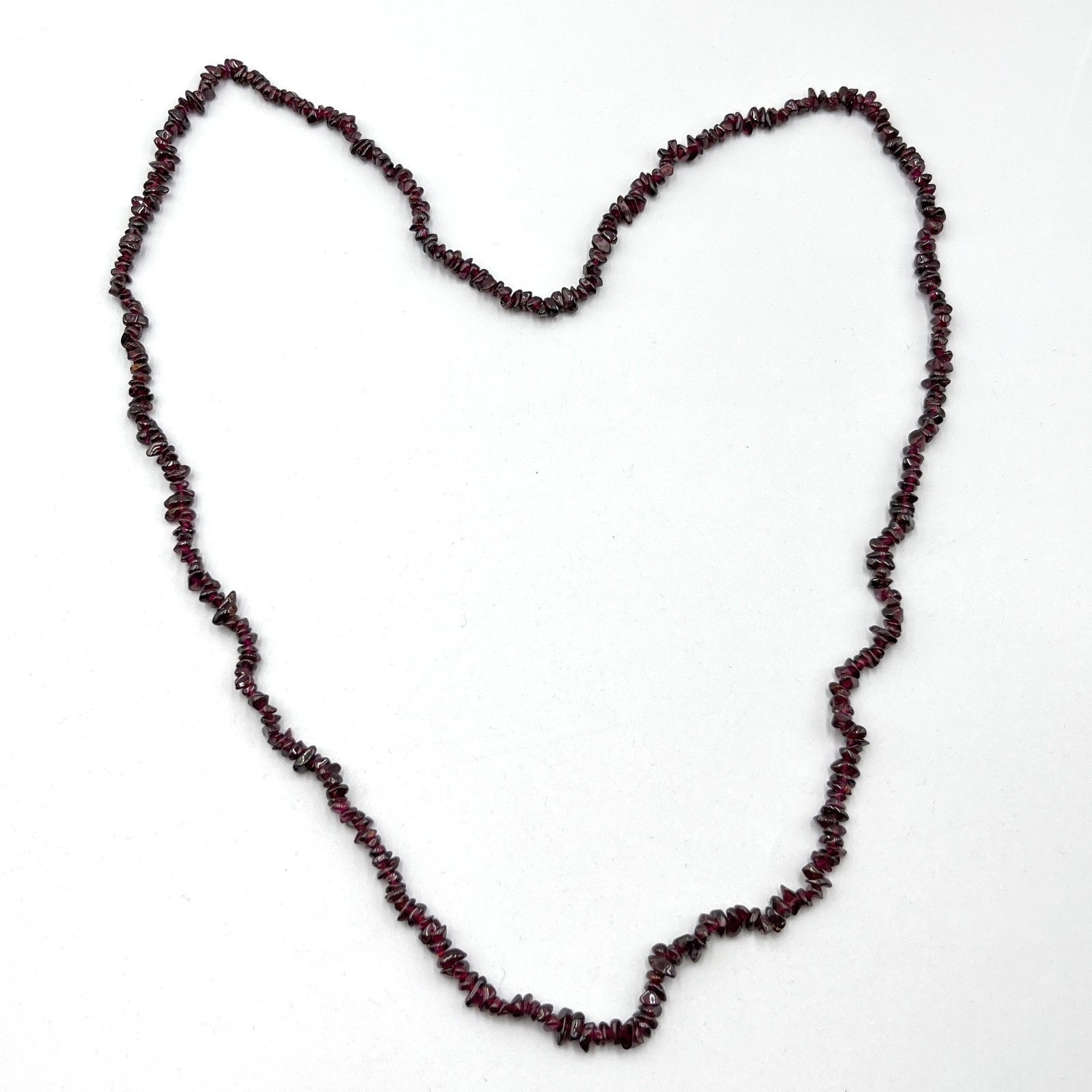 Vintage Natural Garnet Chip Strand Necklace Deep Red Earthy Boho Core 34″
