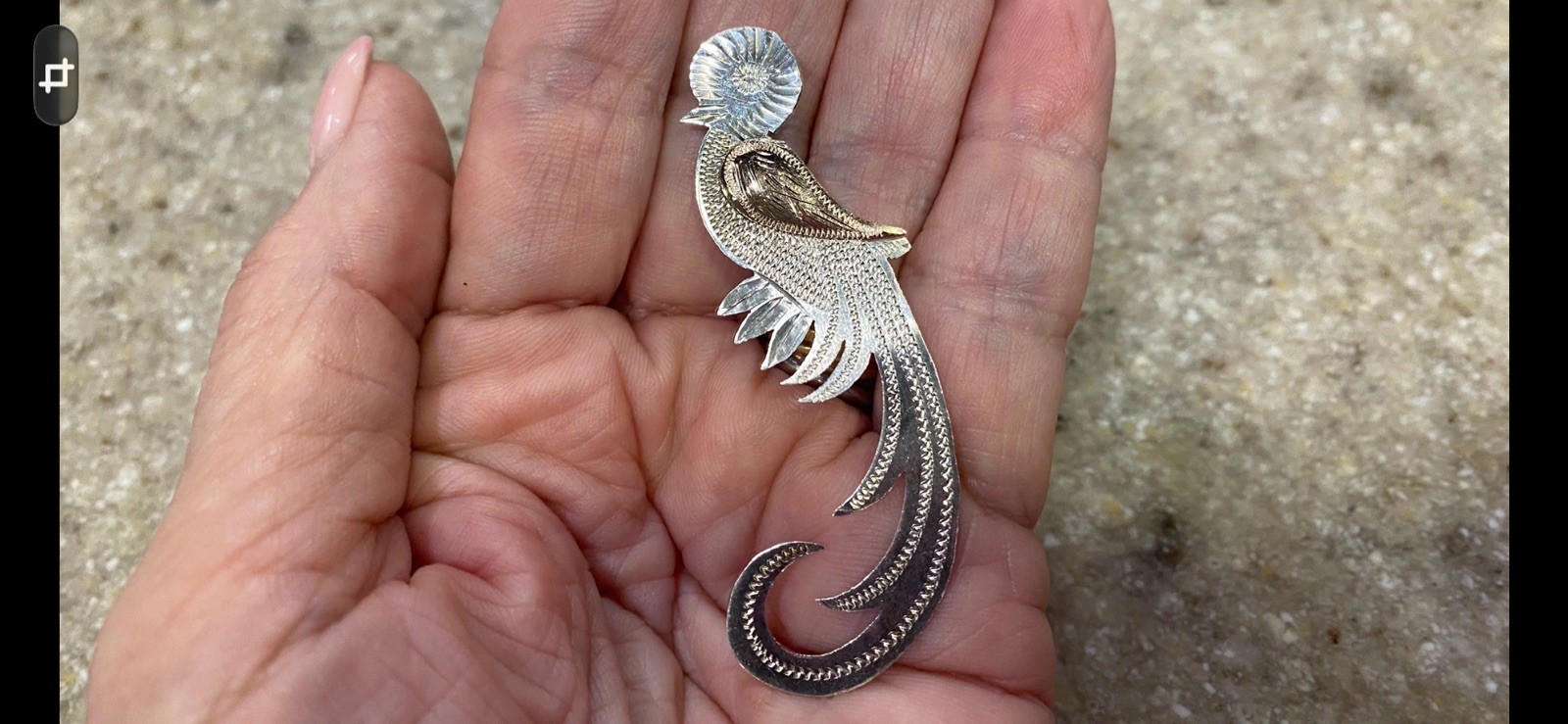 Vintage 900 Sterling Silver 10k Yellow Gold Guatemalan Quetzal Bird Brooch Pin