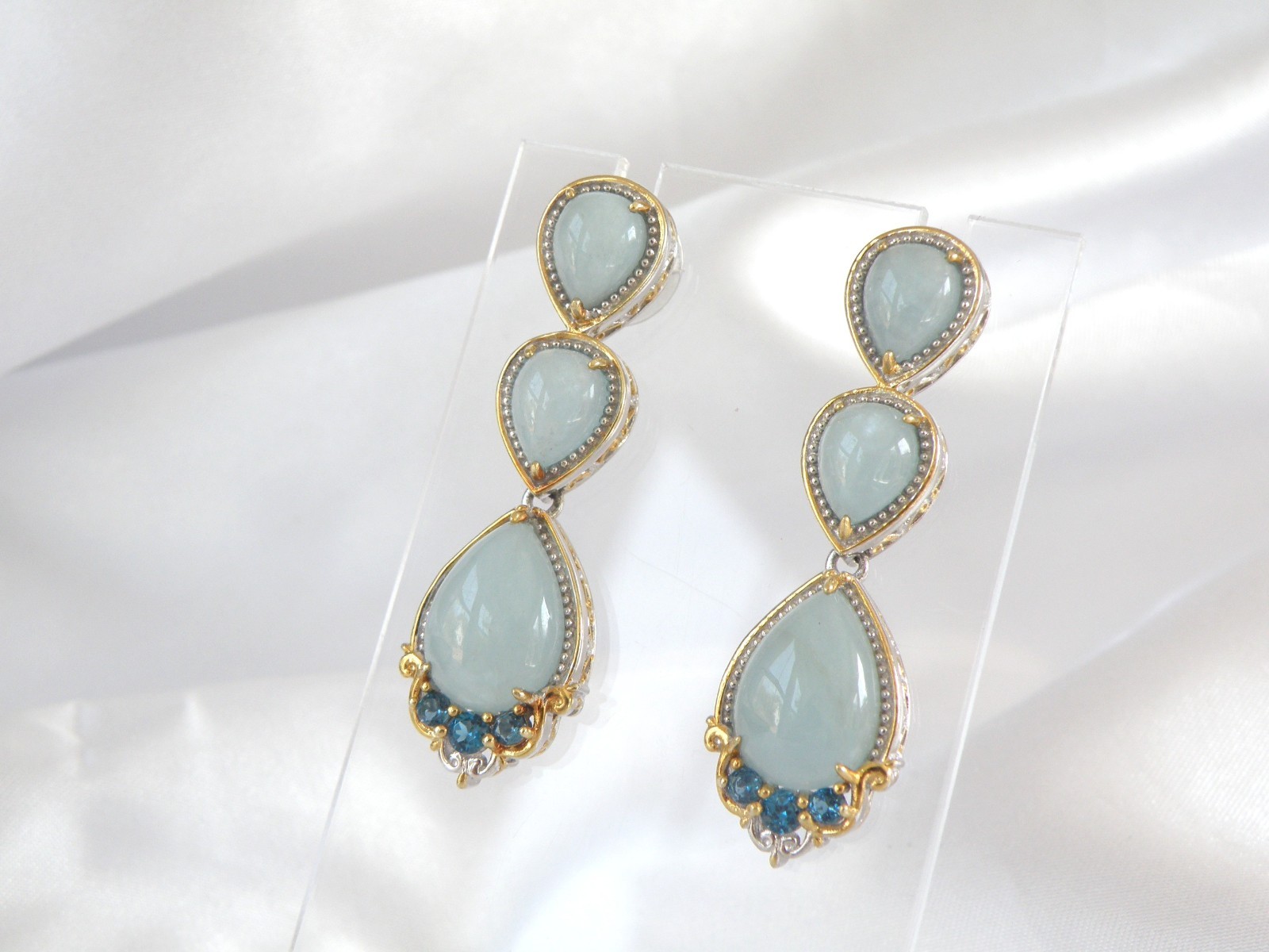 Gem En Vogue Michael Valitutti Sterling Silver 925 Milky Aquamarine Earrings