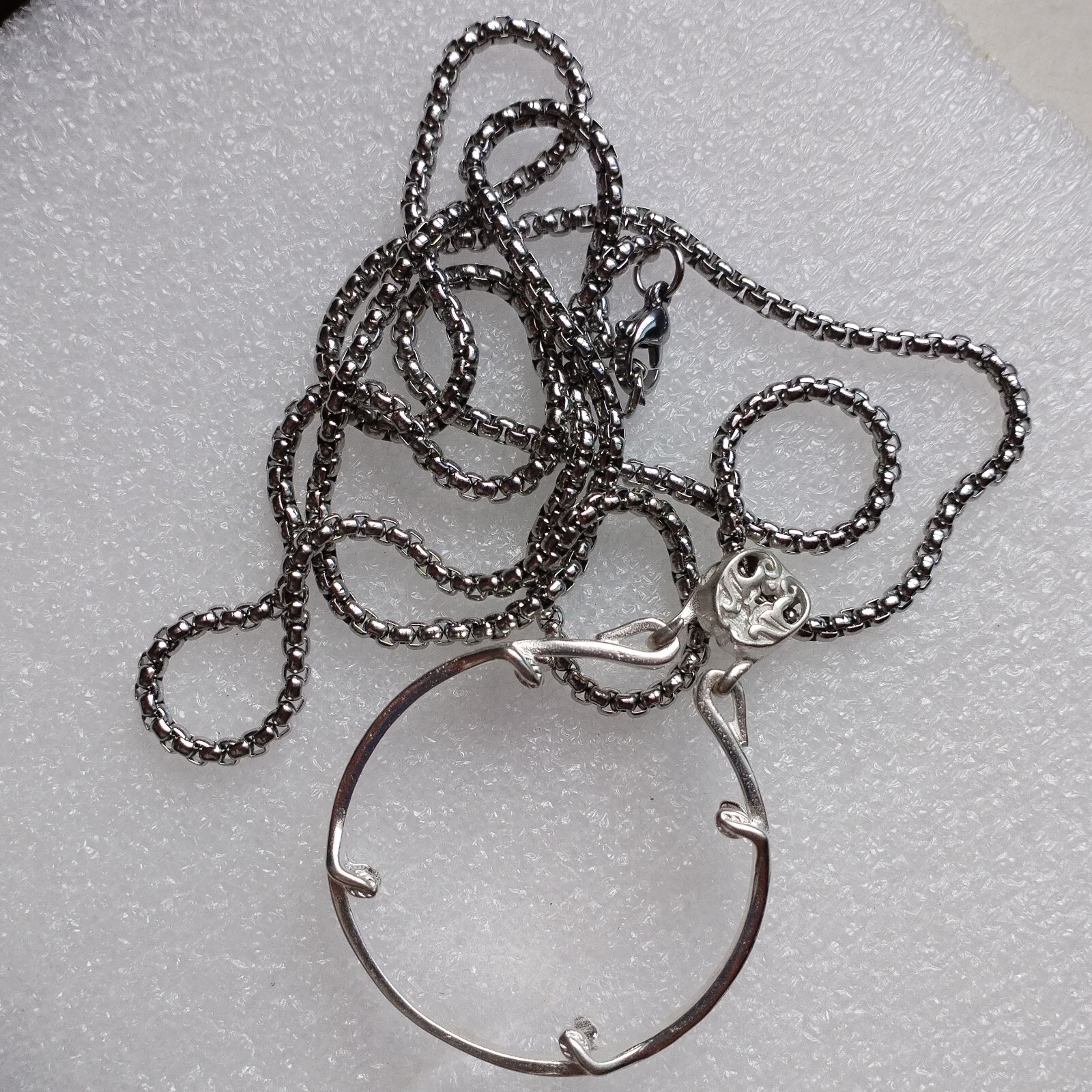 Vintage Pendant Hoop Diameter 38-39mm And Chain 3mm*80cm Silver Color