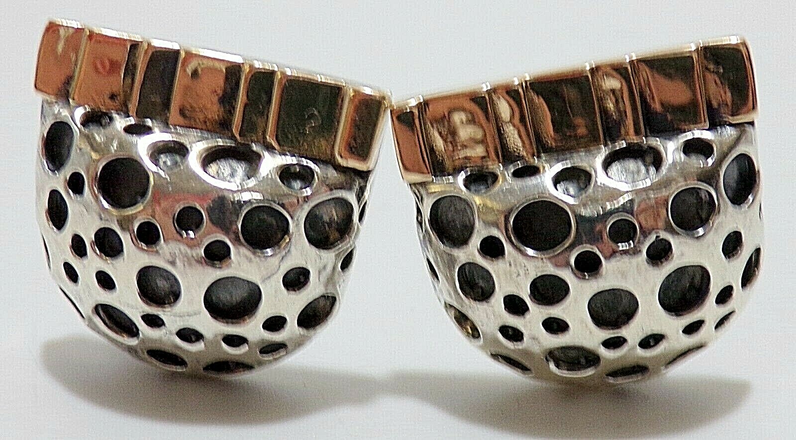 AMAZING DIAN MALOUF Signed 14K YELLOW GOLD & Sterling Silver CLIP ON EARRINGS