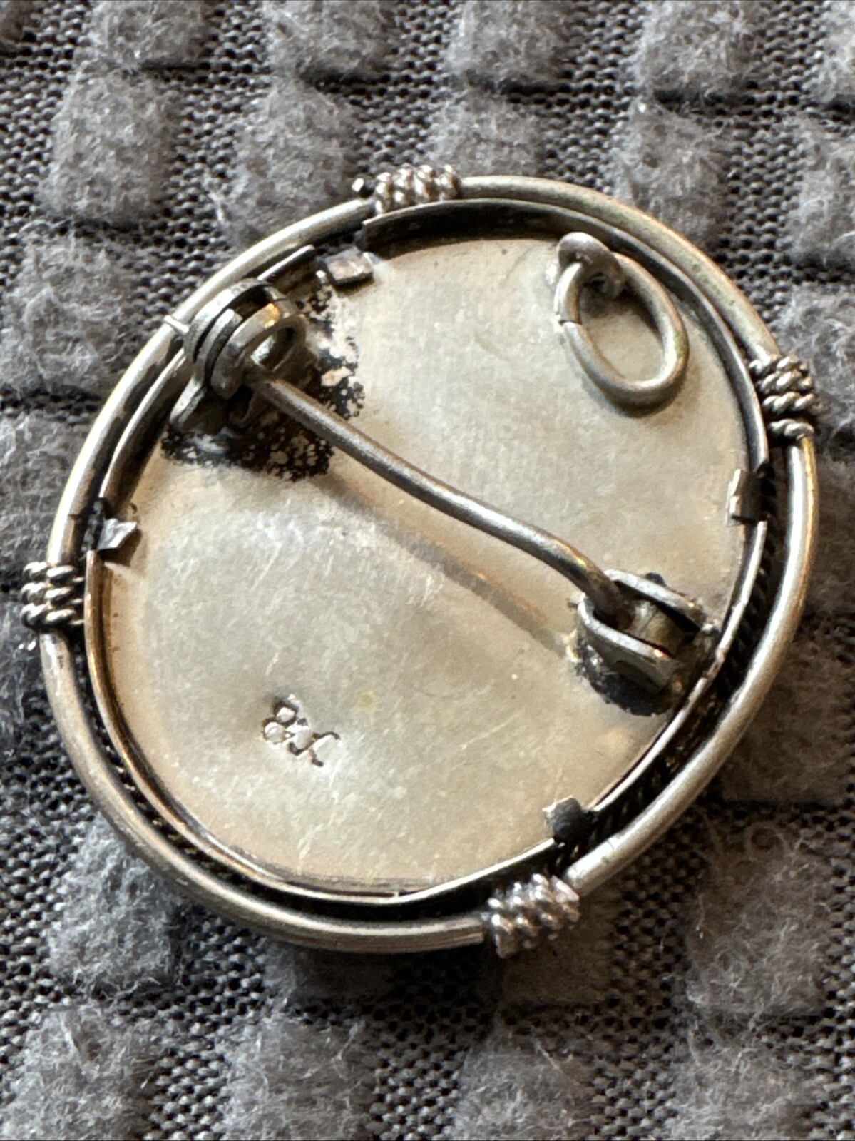 Hand painted Rose Brooch-Sterling-Signed LR