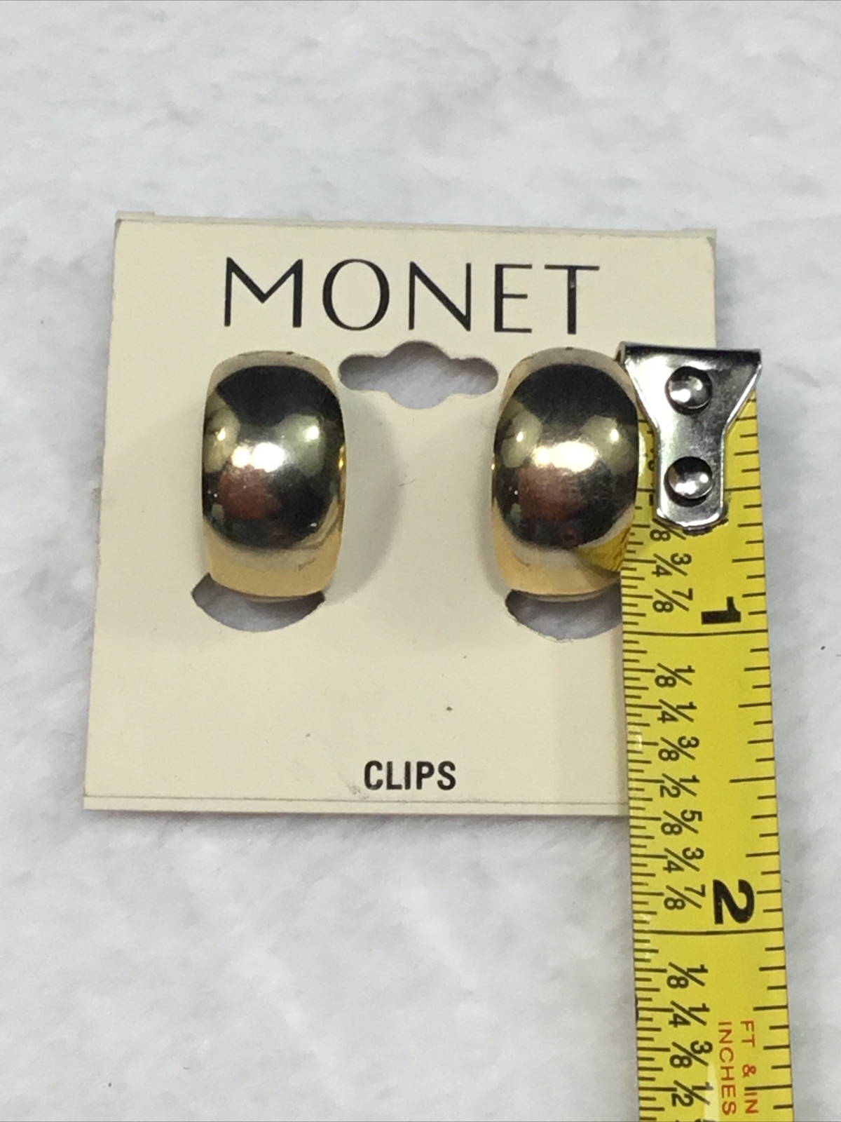 Vintage Rare Monet Gold Clip-On Casual Perfect Daily Wide Hoop Earrings