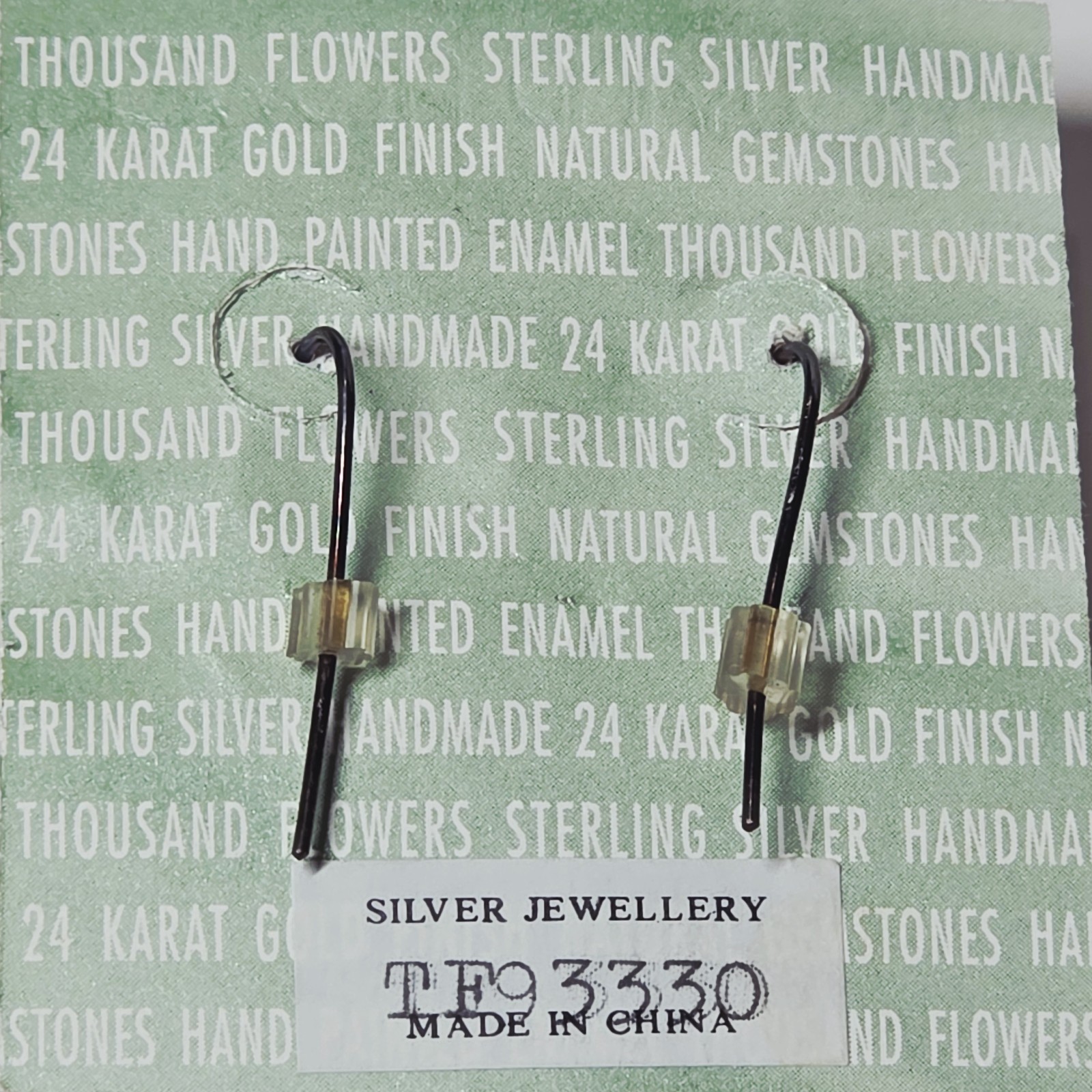 NEW Vintage Thousand Flowers Enamel Pansy Flower Sterling Silver Wire Earrings