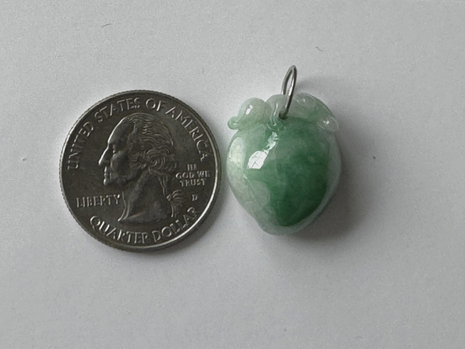 Vintage Hand-Carved Green Jadeite Jade Peach Pendant