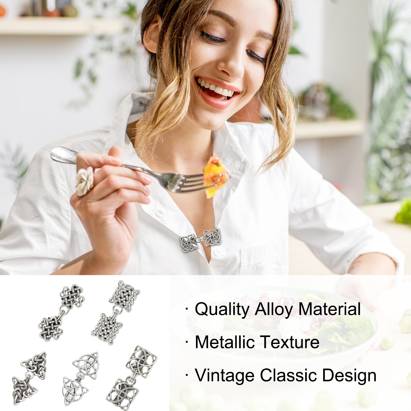 Cloak Clasp Set, 5Pcs Alloy Sweater Clips Retro Cardigan Buckles, Multi Styles