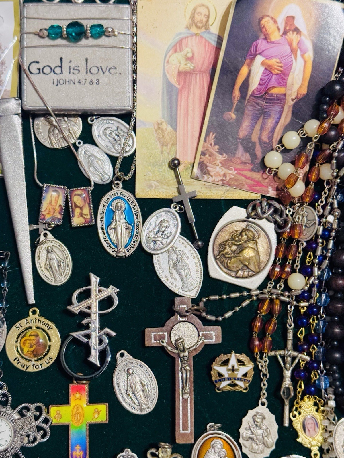 Vintage Modern Religious Cross Necklace Jewelry Lot 120+ Italy Germany Bethlehem