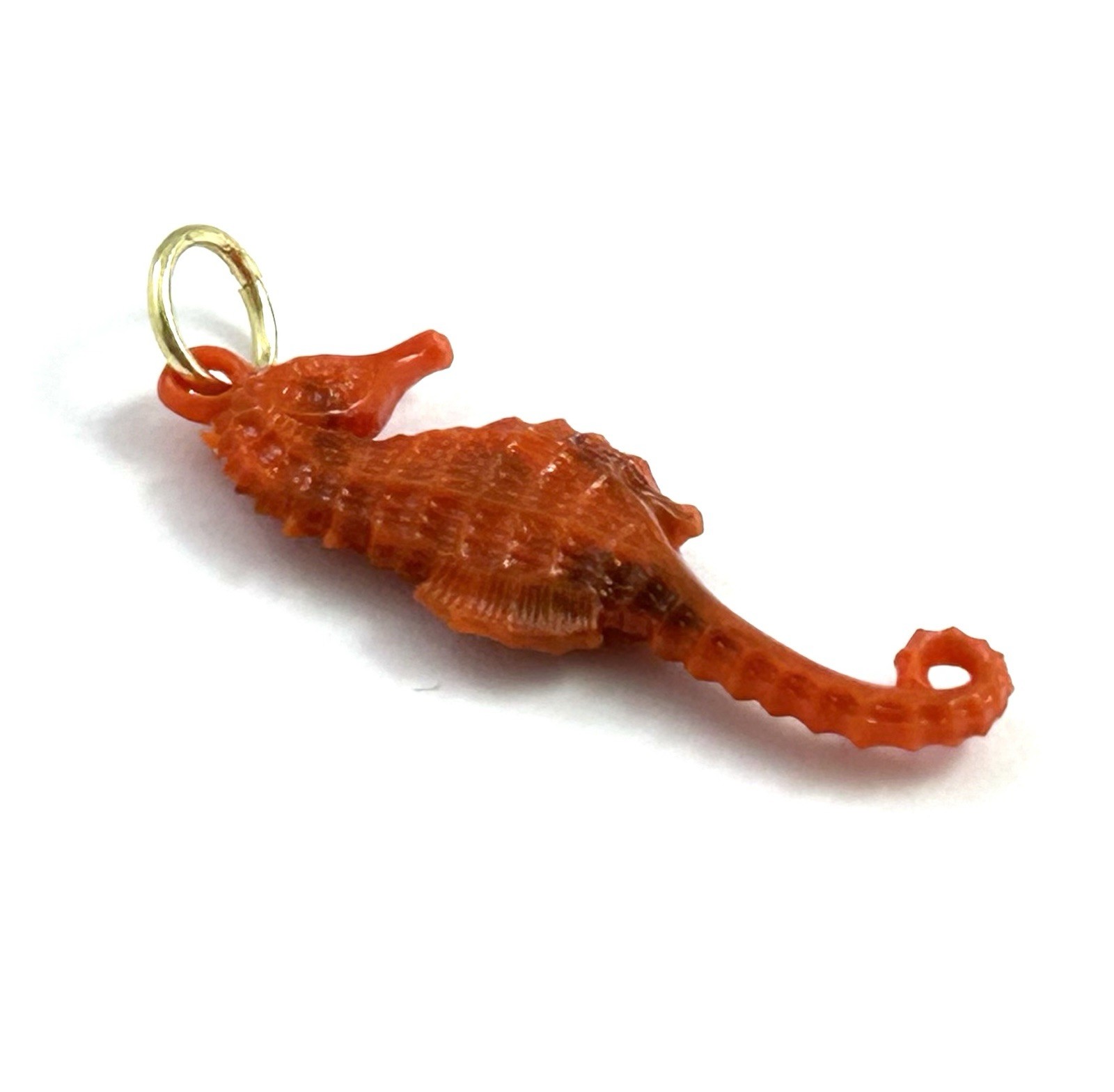 Vintage Charm Necklace Pendant Seahorse Orange Plastic Beach Jewelry For Women
