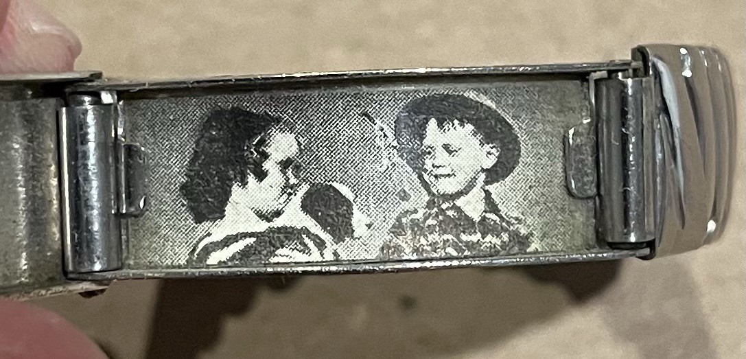 Vintage Foster Stainless Steel Sterling Silver Top Engraved Stretch Bracelet