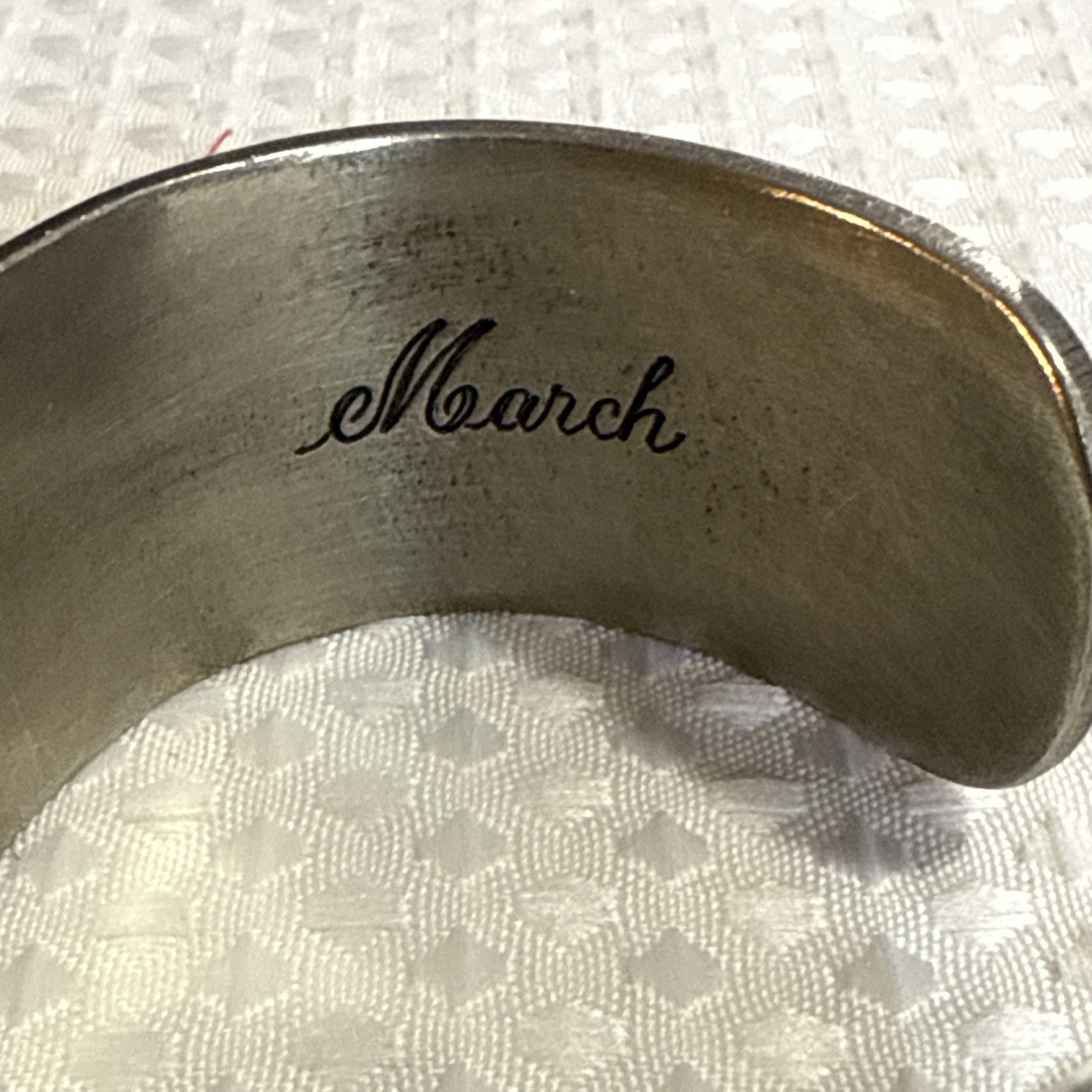 Vintage Salisbury Pewter March Flower of the Month Wide Cuff Bracelet