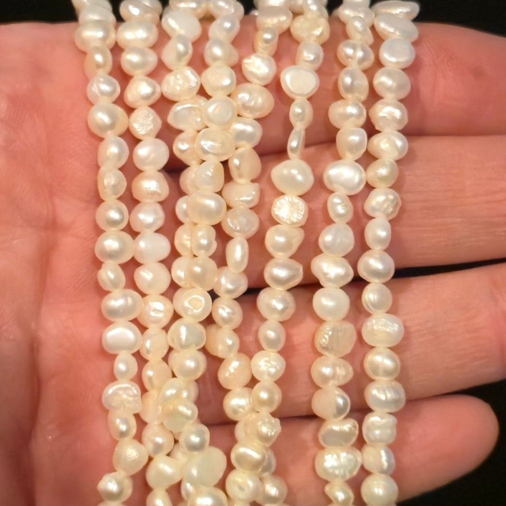 Vintage Ross Simons Pearl Necklace Baroque Choker Multi Strand 925 Clasp Signed