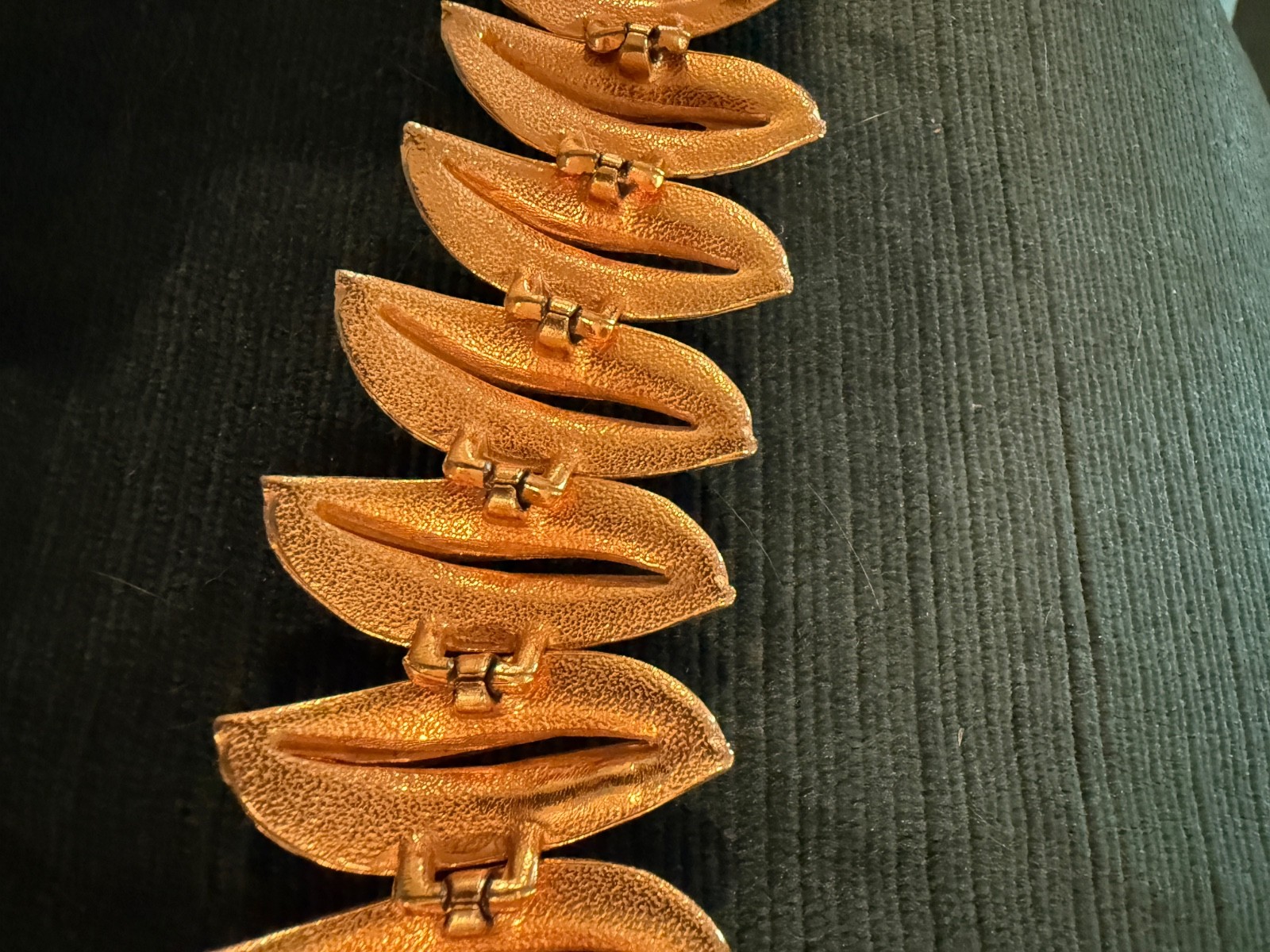 Vintage ART Modernist Bracelet Gold Tone White Enamel Brutalist Sculptural